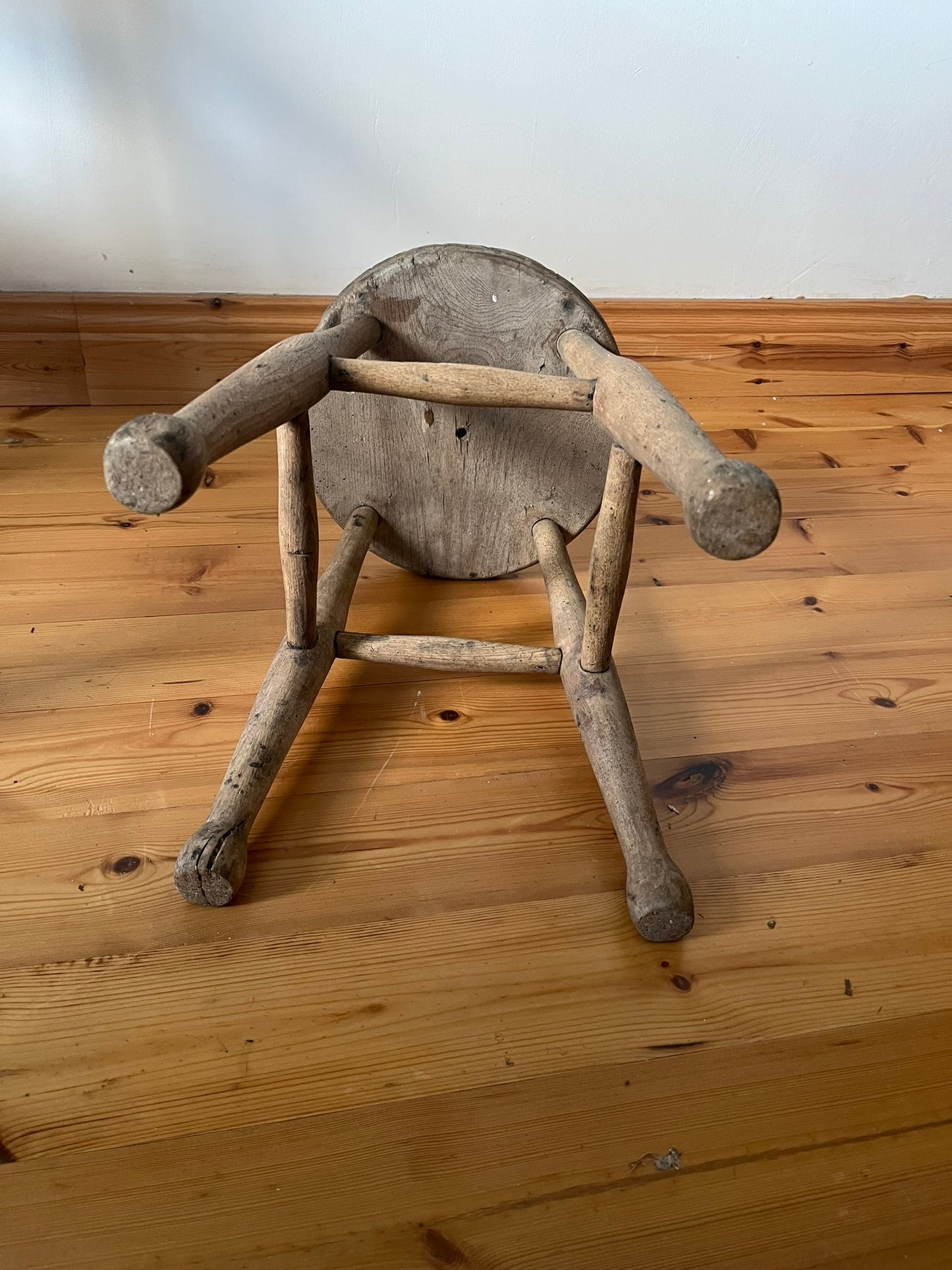 Rustic oak stool.