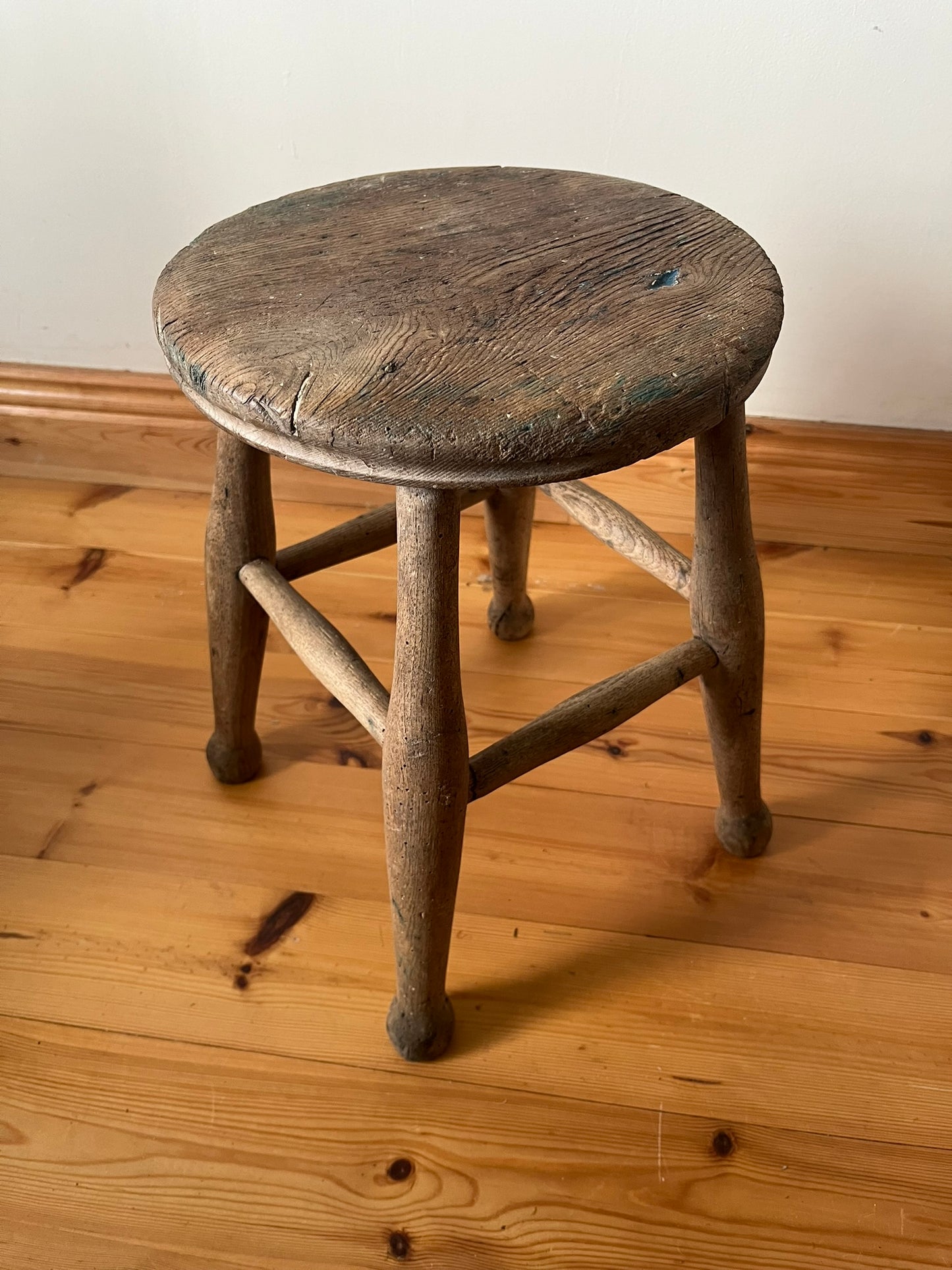 Rustic oak stool.