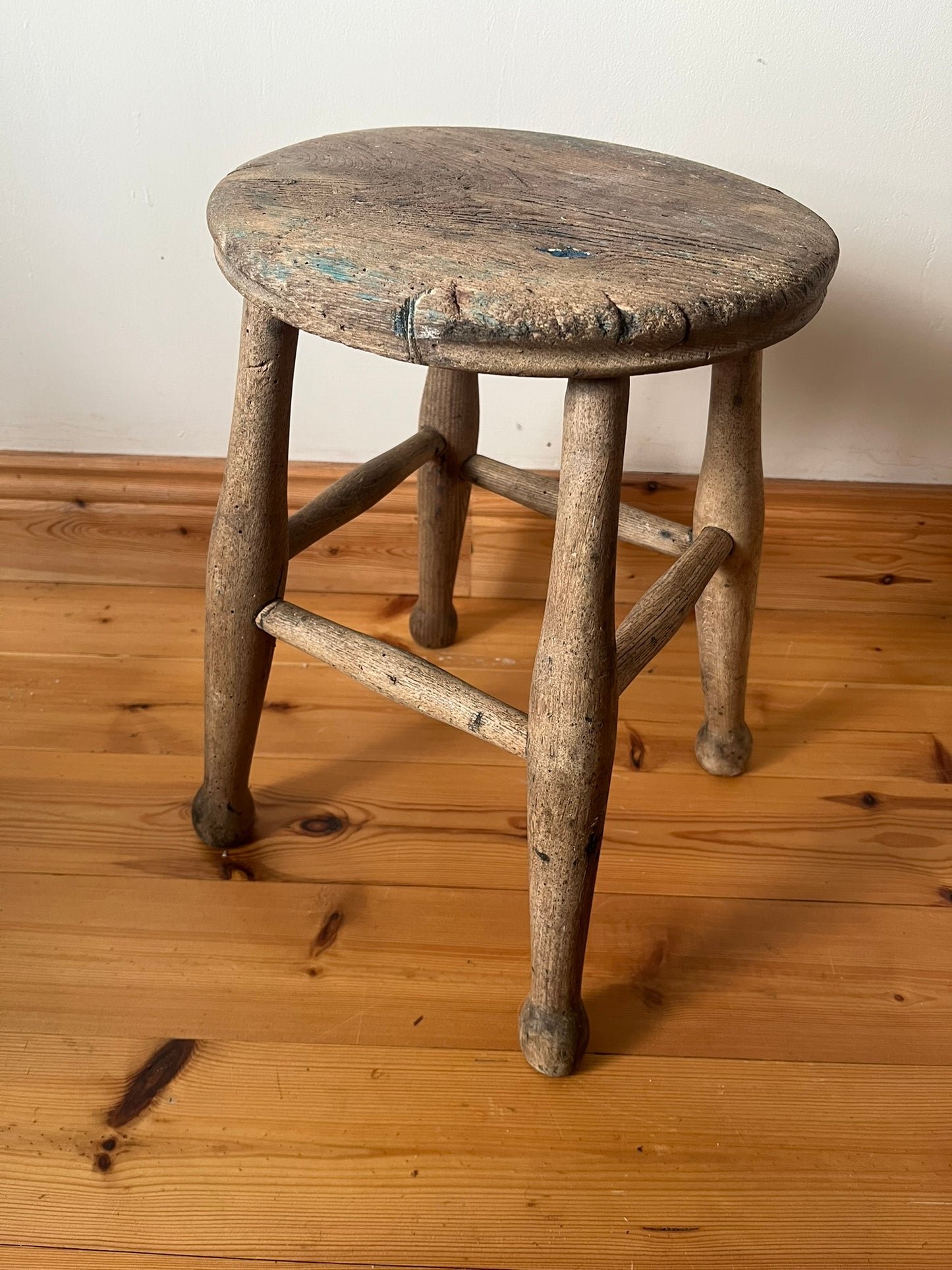 Rustic oak stool.
