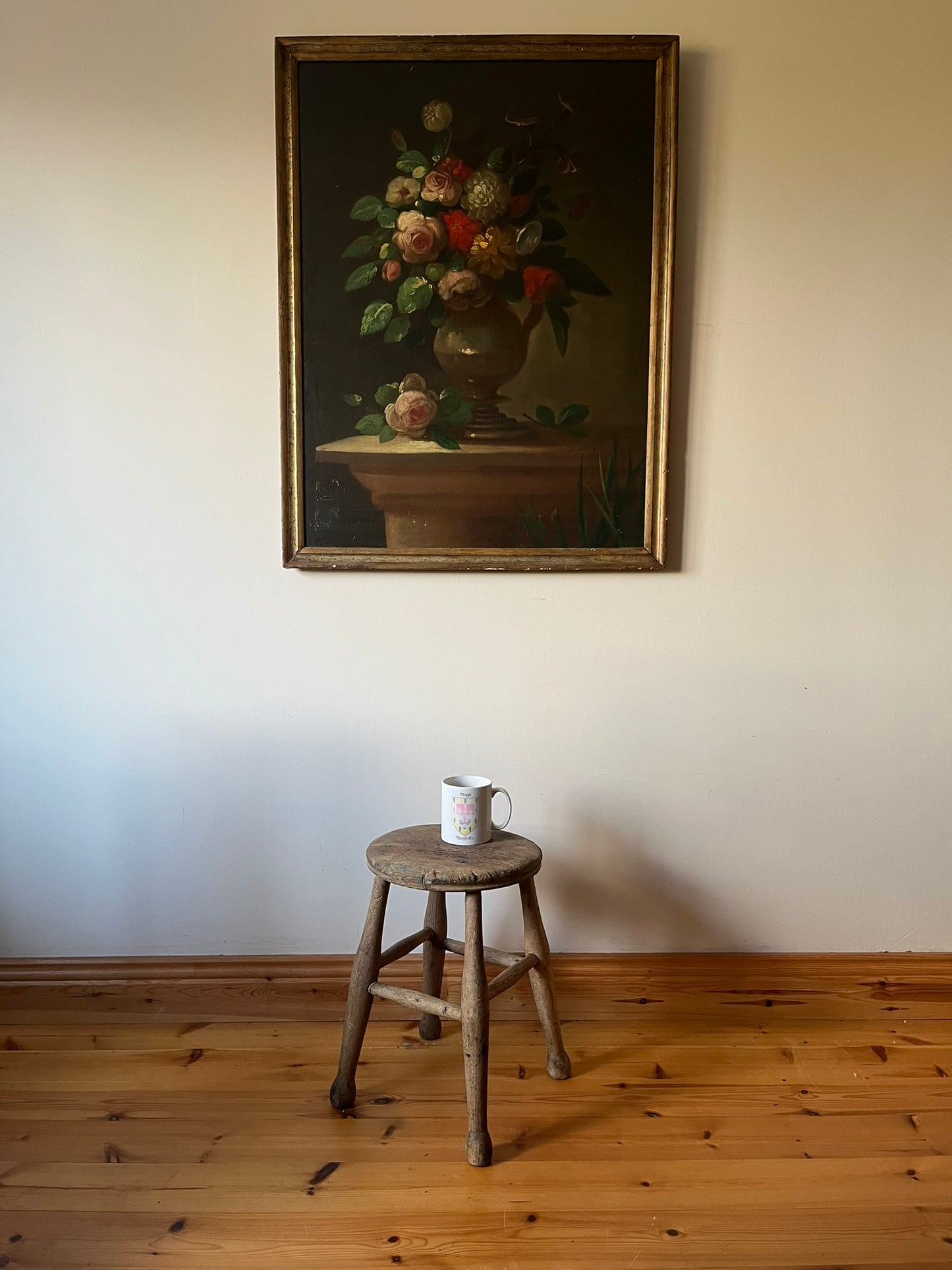 Rustic oak stool.