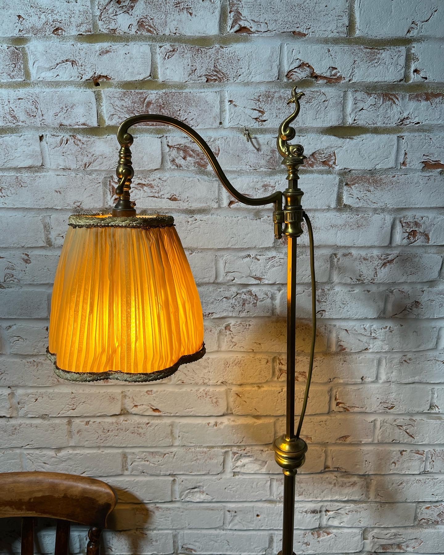 Early 20th century brass adjustable standard lamp or reading lamp.