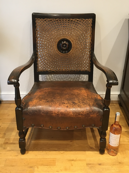 1930's leather seated armchair