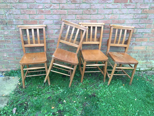 4 vintage chapel chairs.
