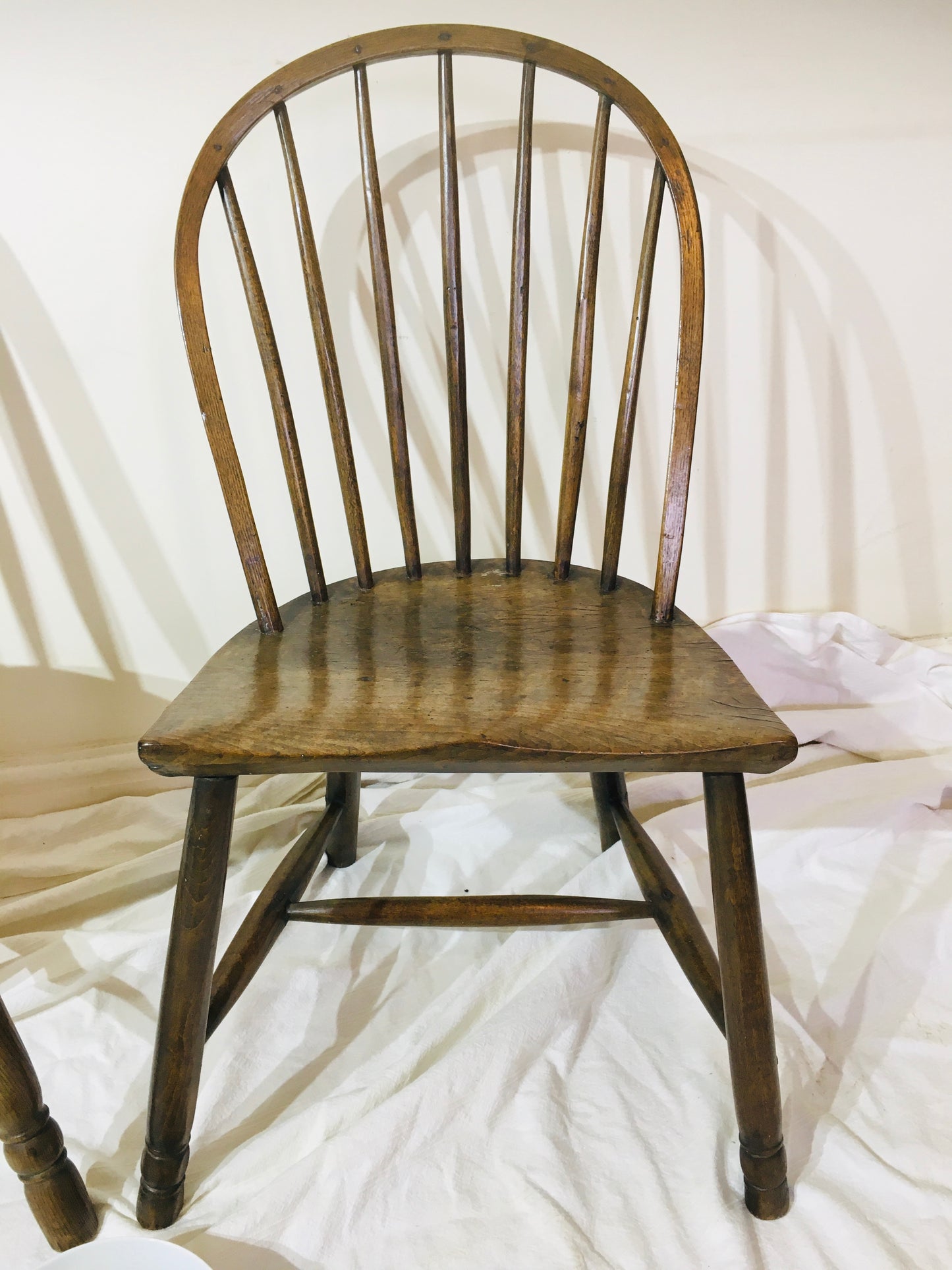 Pair of 18th or early 19th century spindle back west country chairs,