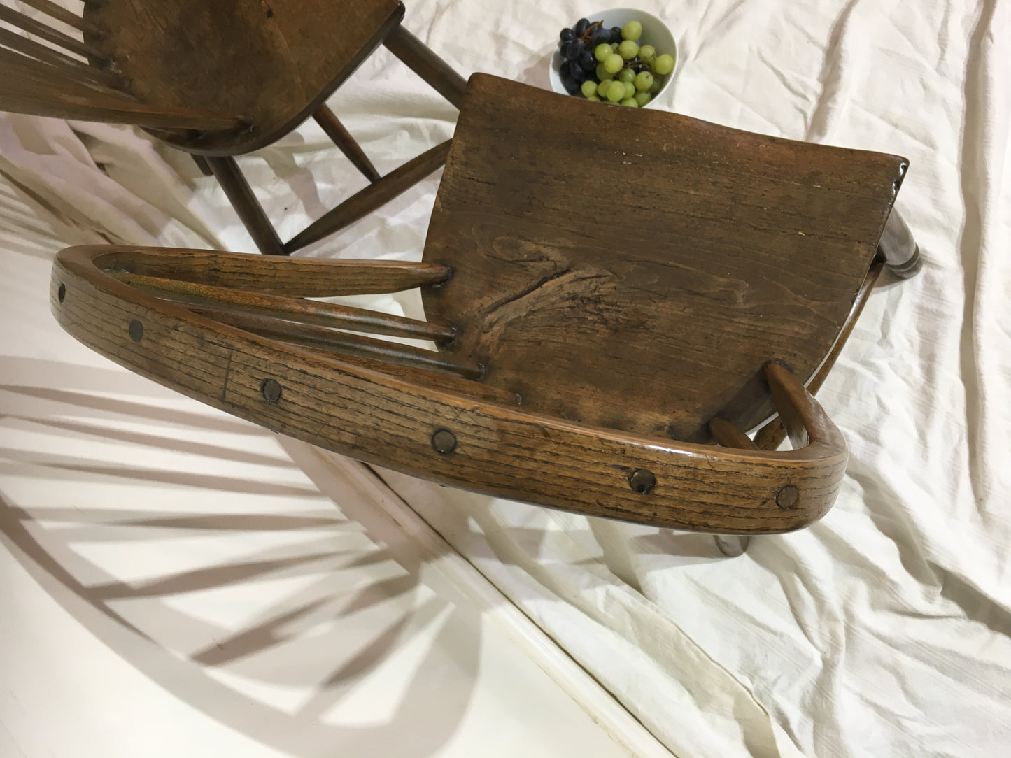 Pair of 18th or early 19th century spindle back west country chairs,