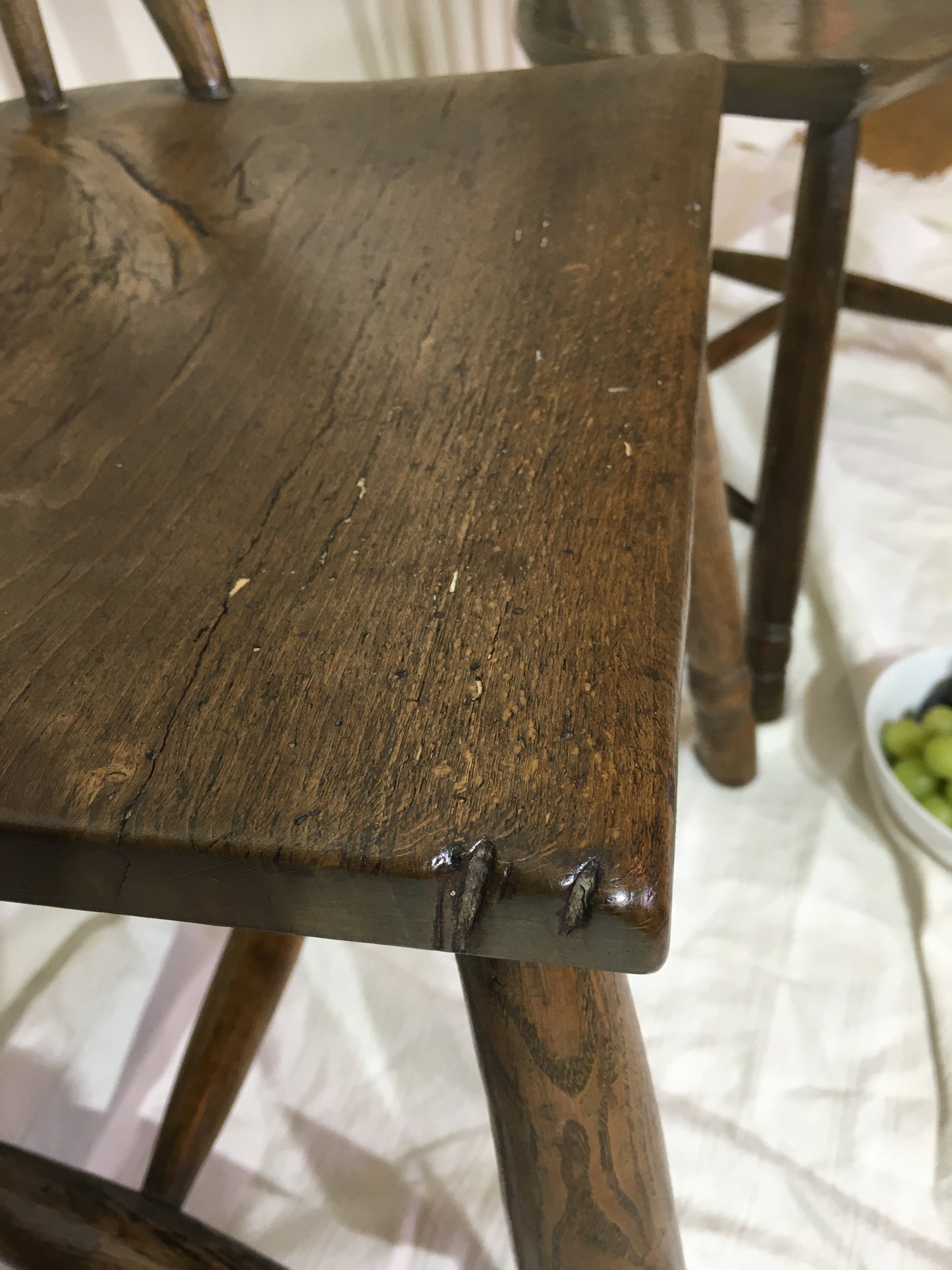 Pair of 18th or early 19th century spindle back west country chairs,