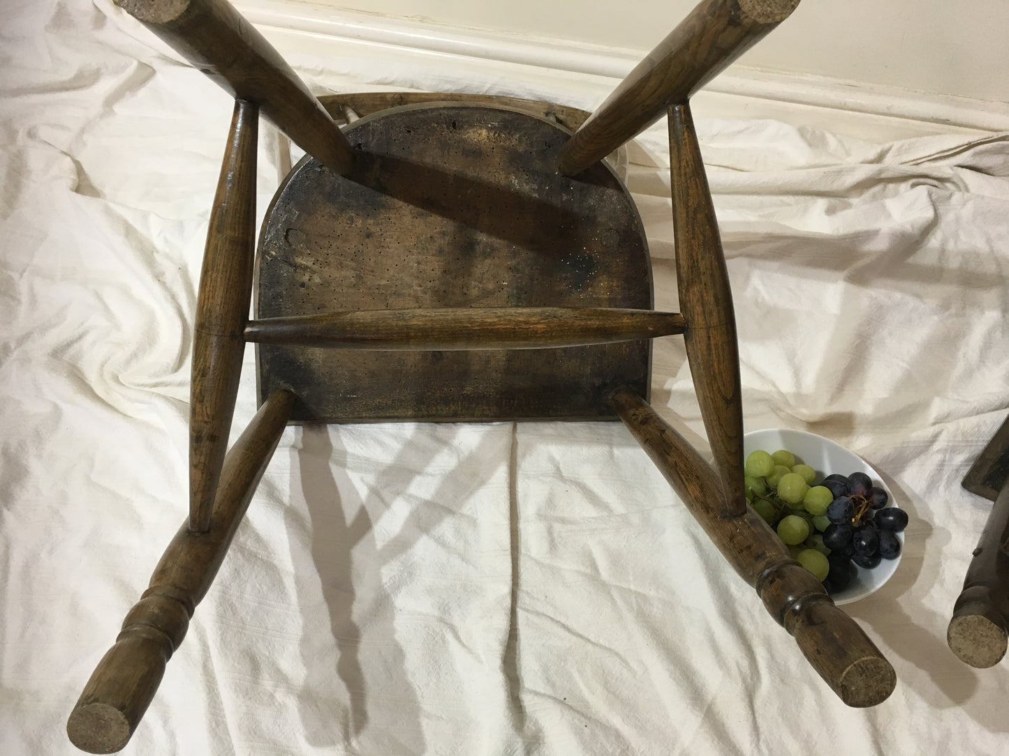 Pair of 18th or early 19th century spindle back west country chairs,
