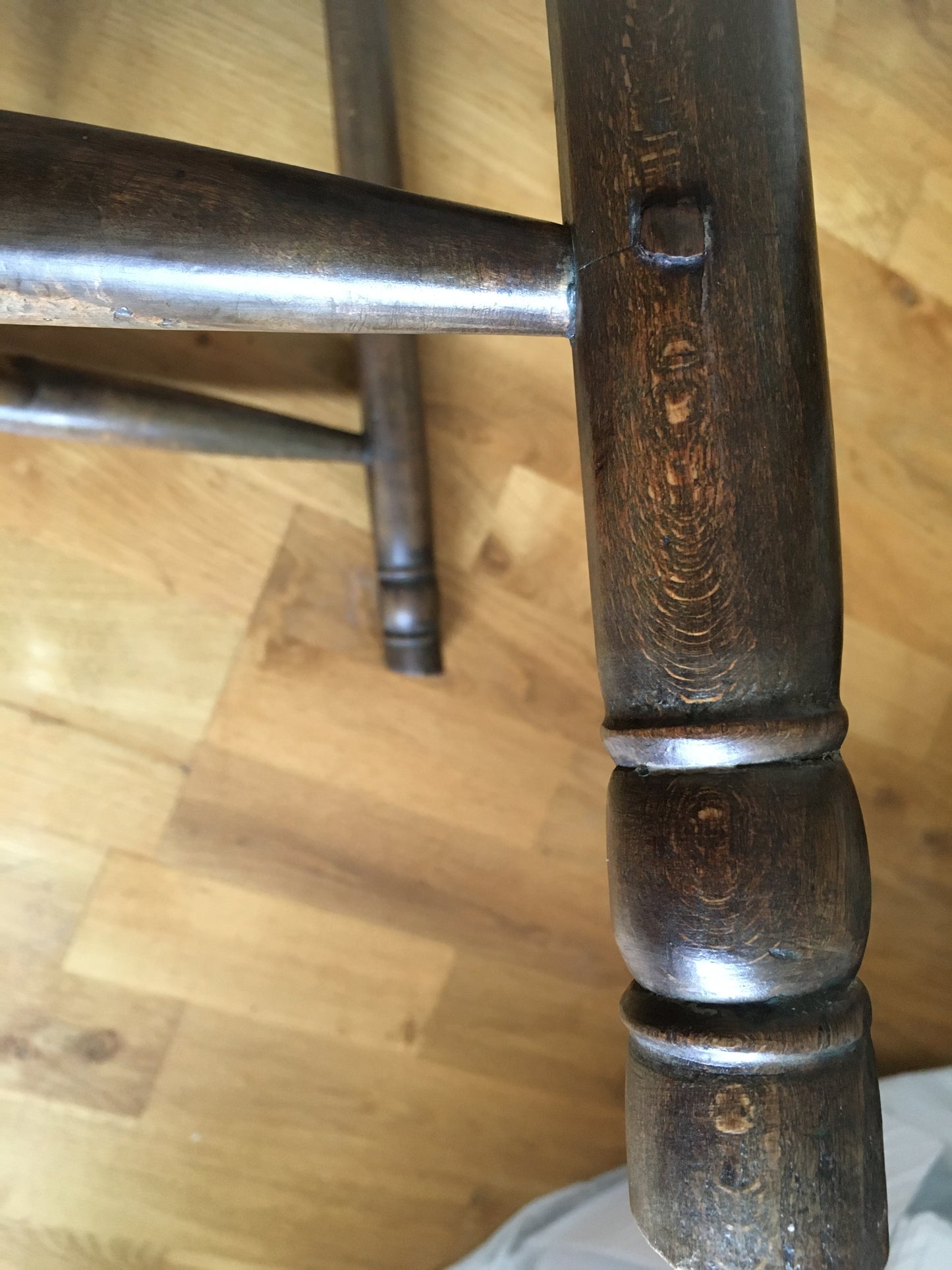 Pair of 18th or early 19th century spindle back west country chairs,