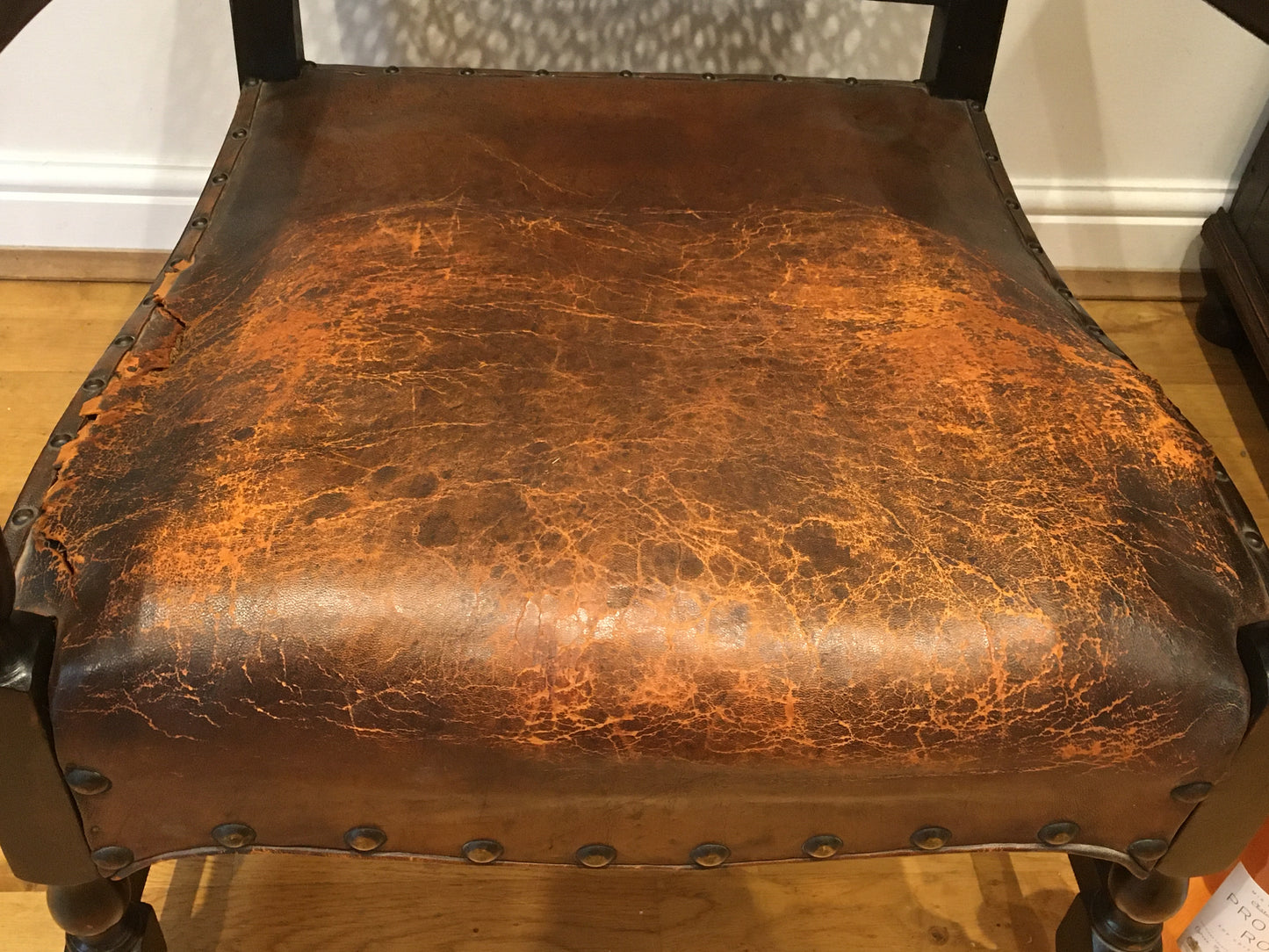 1930's leather seated armchair