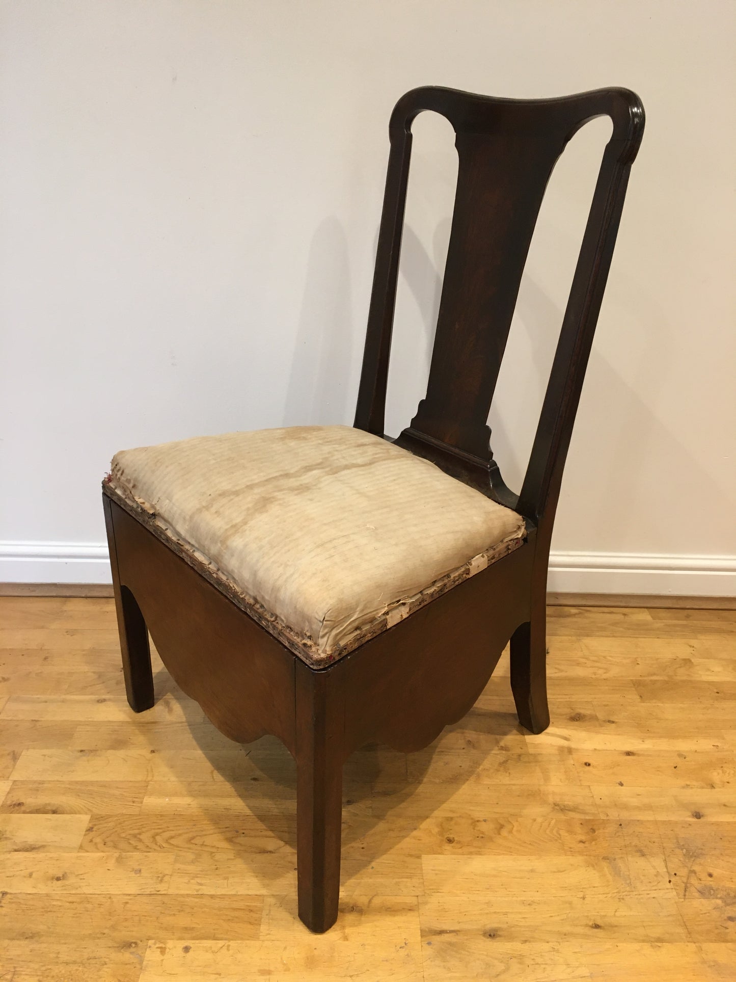 18th-century mahogany side chair/commode.