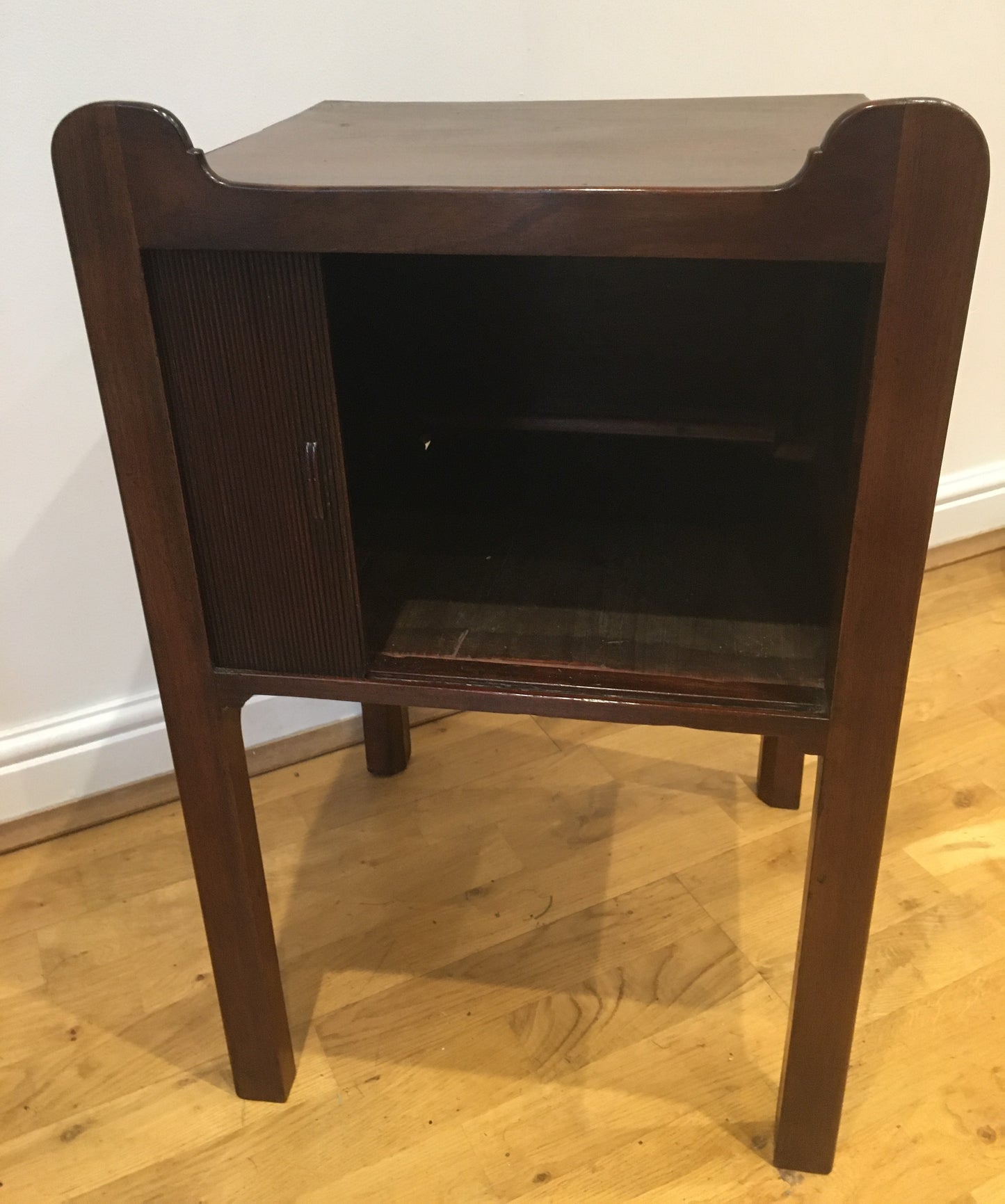 Mahogany tambour-fronted bedside cupboard
