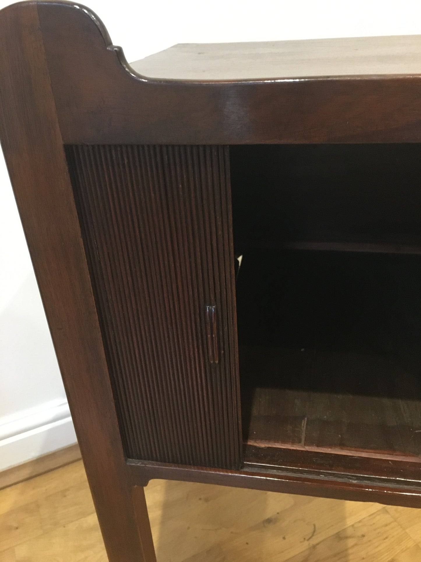 Mahogany tambour-fronted bedside cupboard