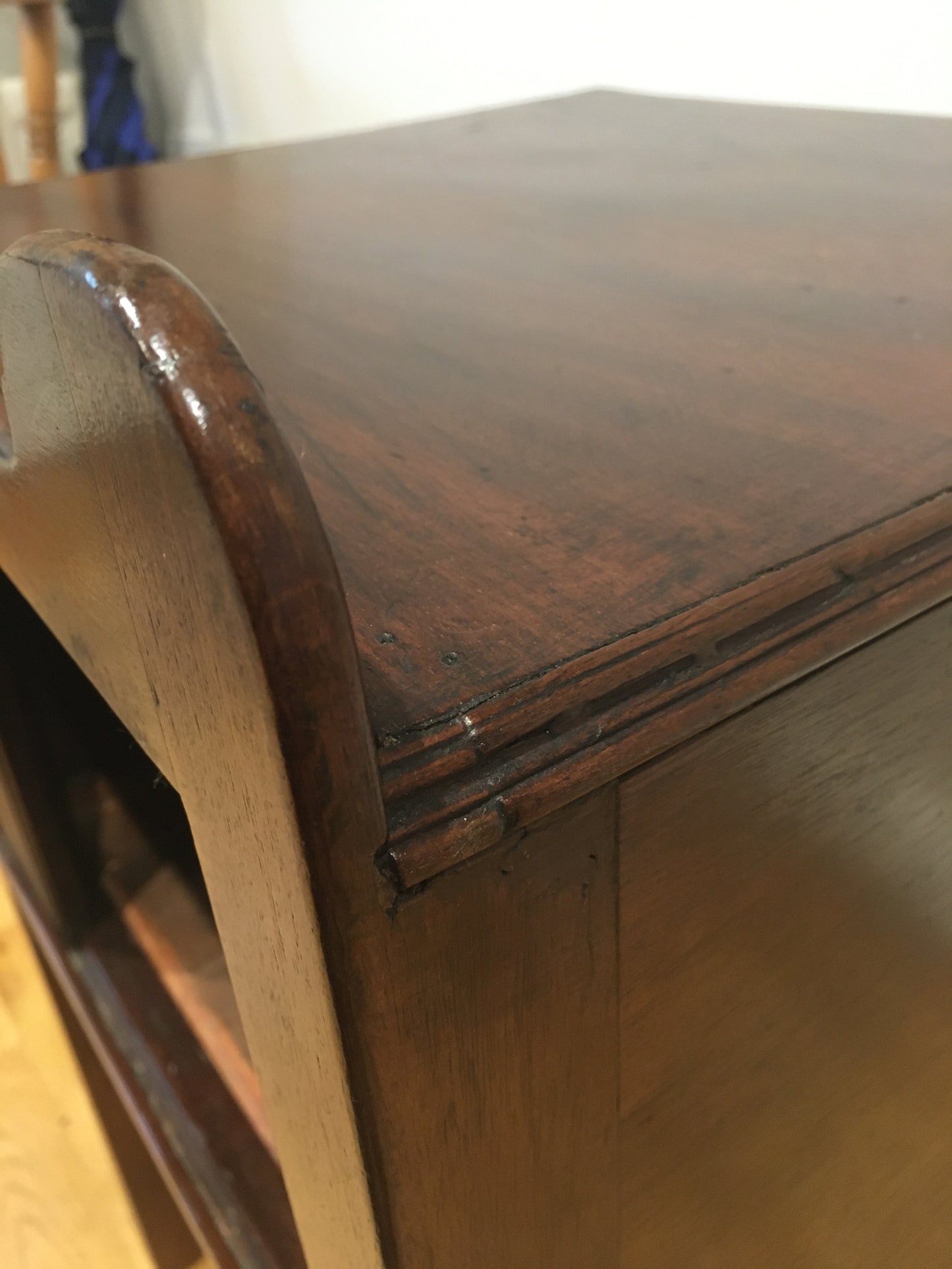 Mahogany tambour-fronted bedside cupboard