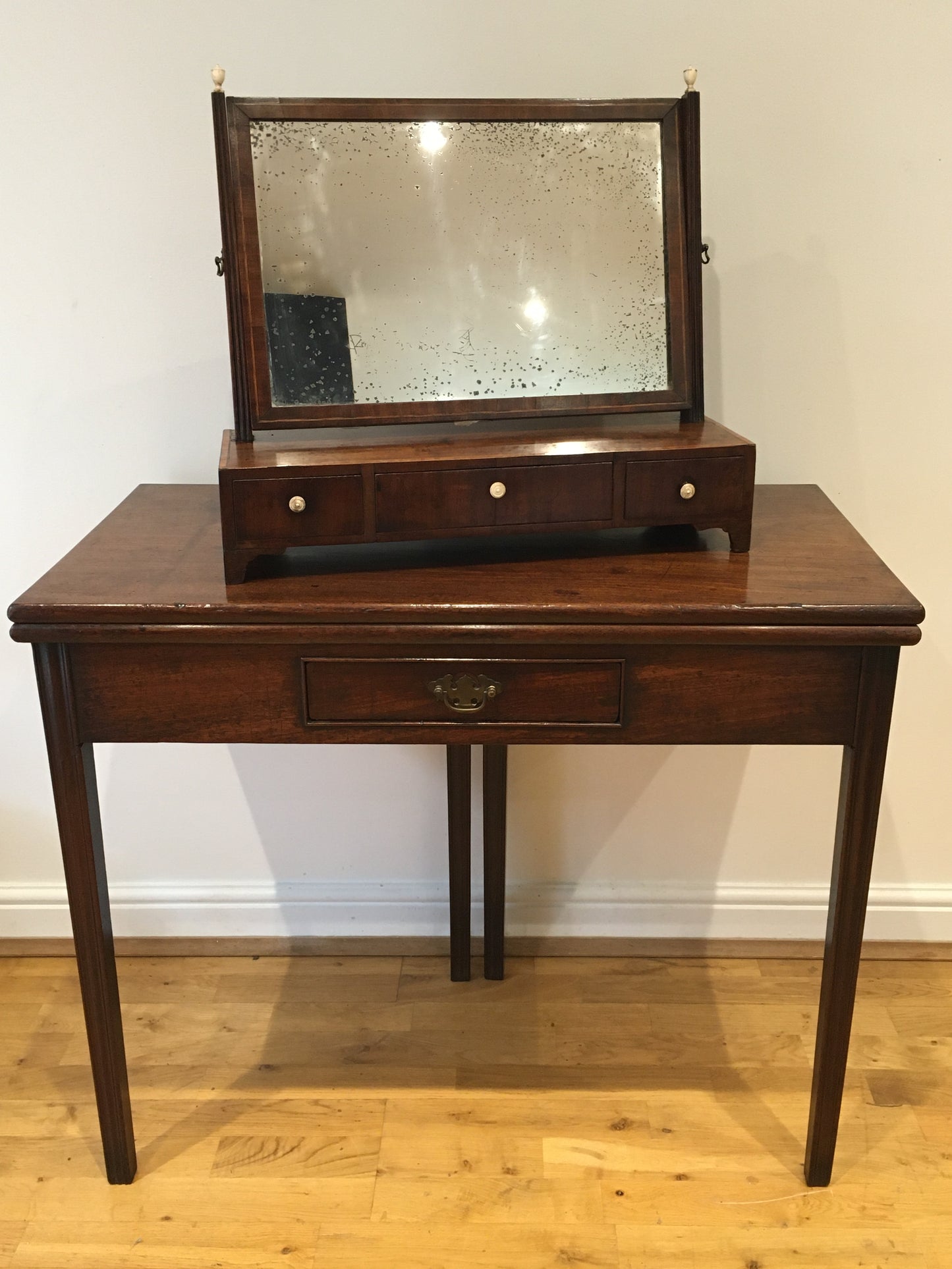 Large late 18th century George III mahogany dressing or toilet mirror