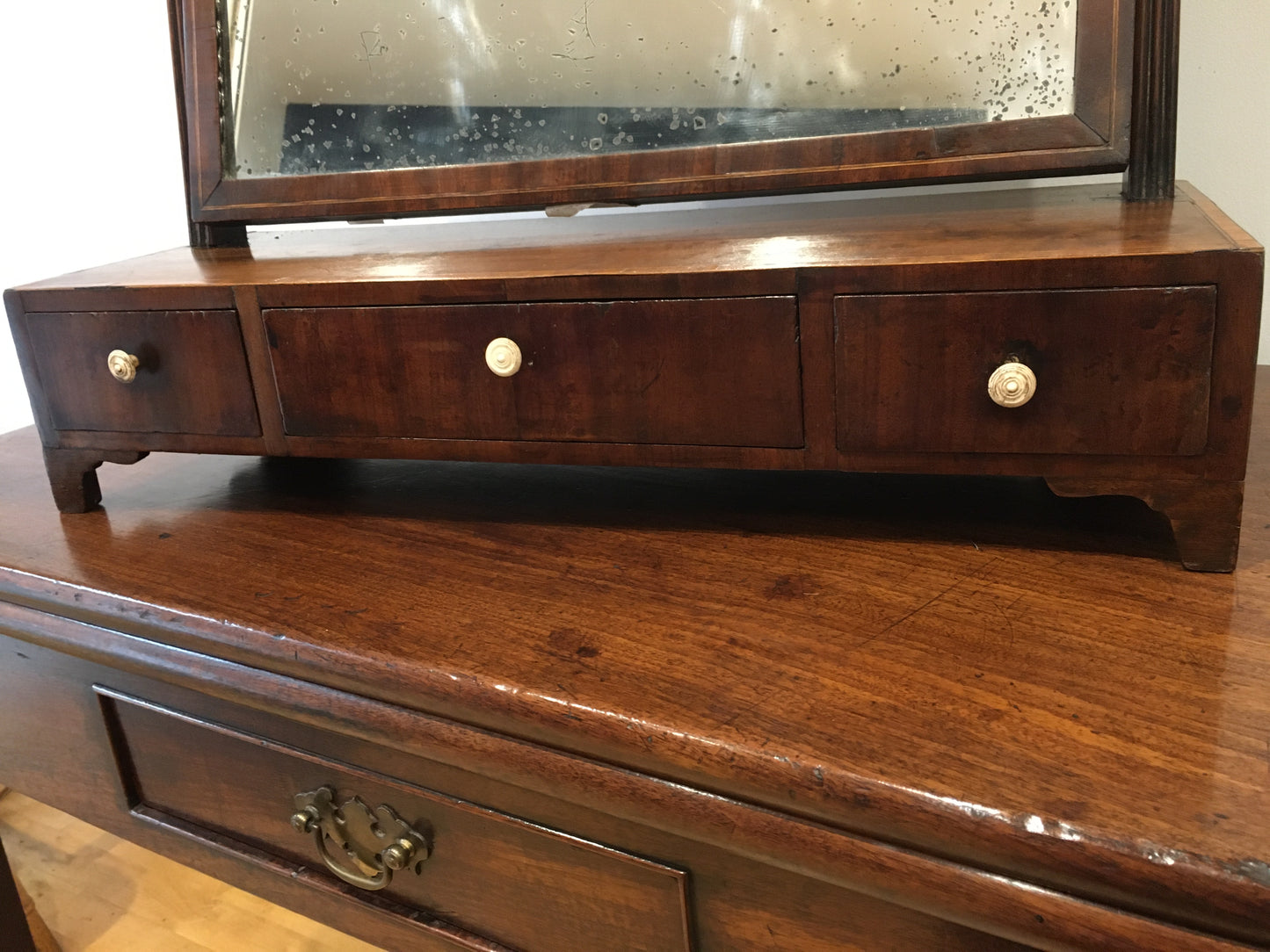 Large late 18th century George III mahogany dressing or toilet mirror