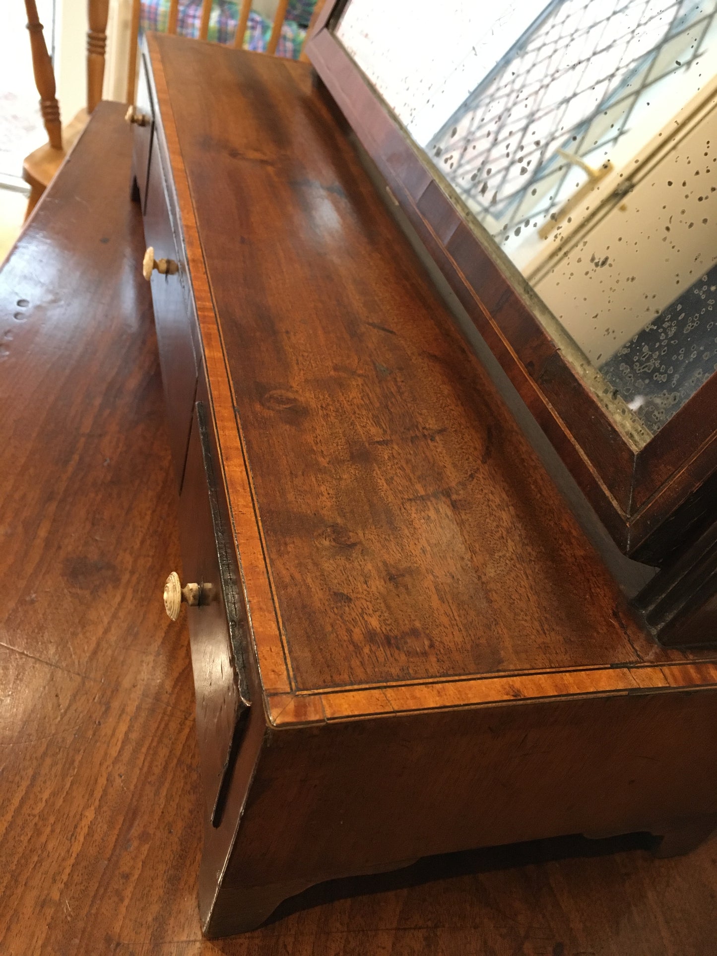 Large late 18th century George III mahogany dressing or toilet mirror