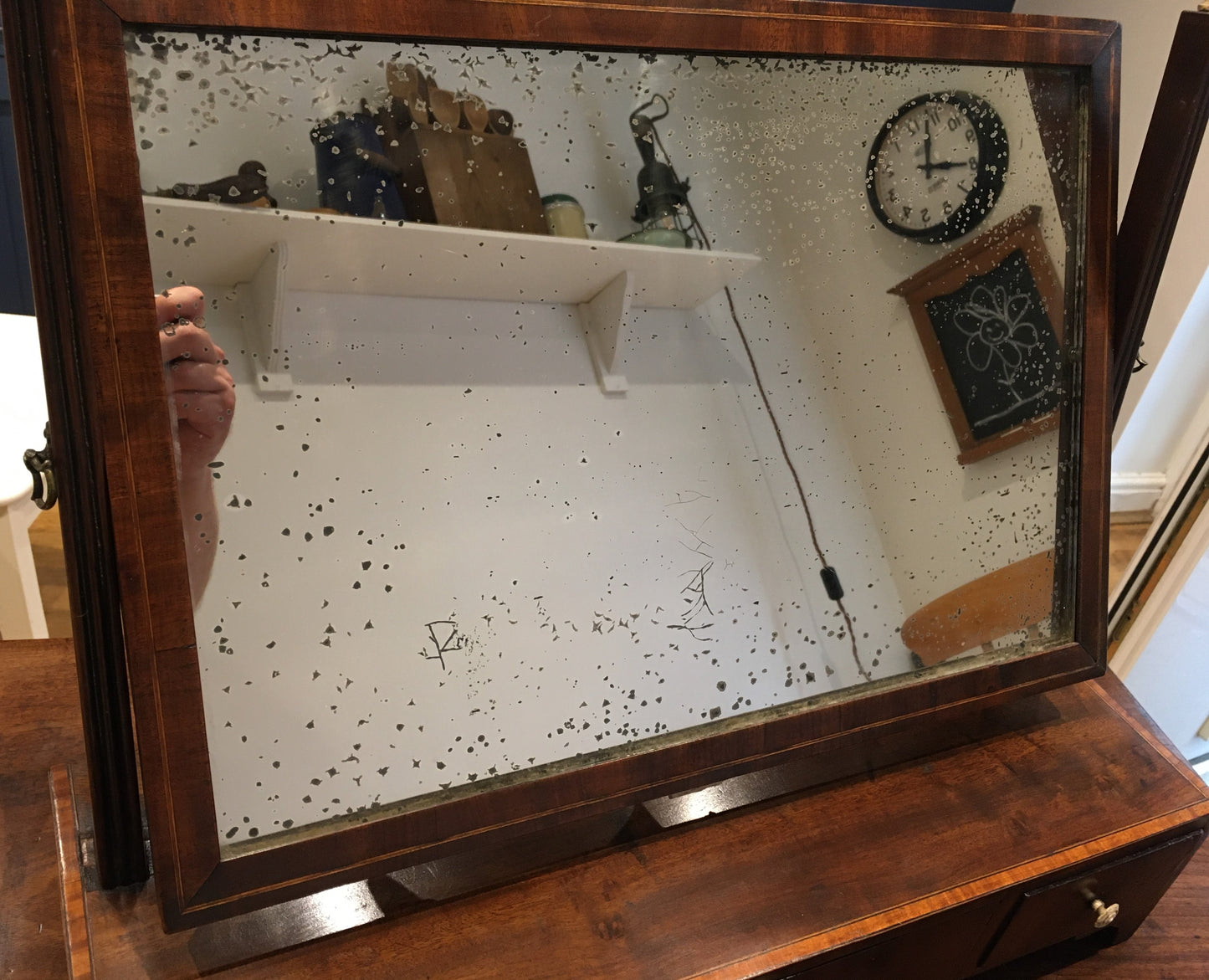 Large late 18th century George III mahogany dressing or toilet mirror