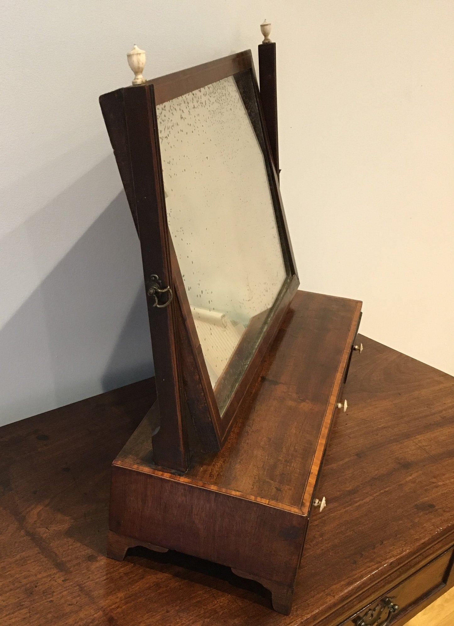 Large late 18th century George III mahogany dressing or toilet mirror