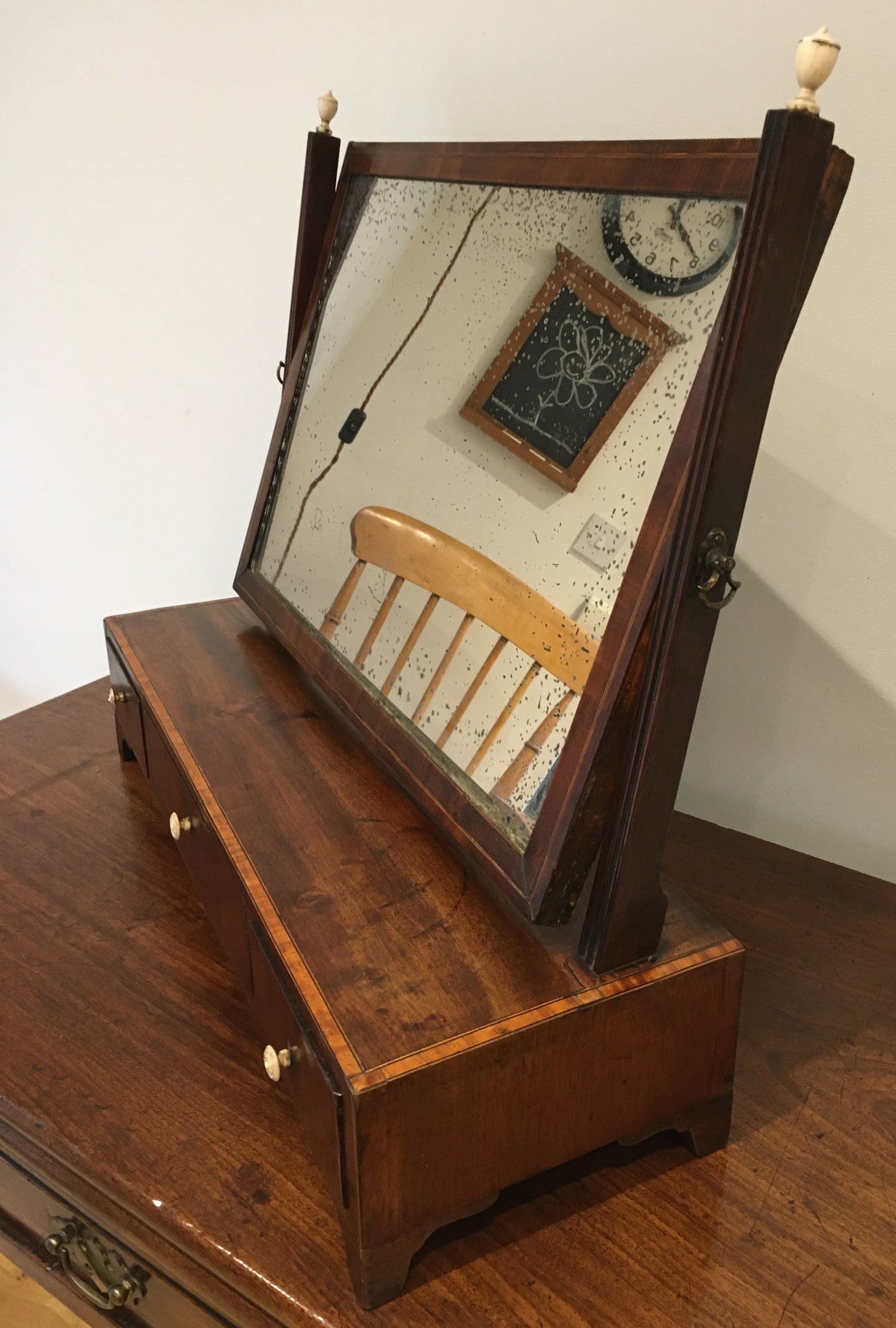 Large late 18th century George III mahogany dressing or toilet mirror