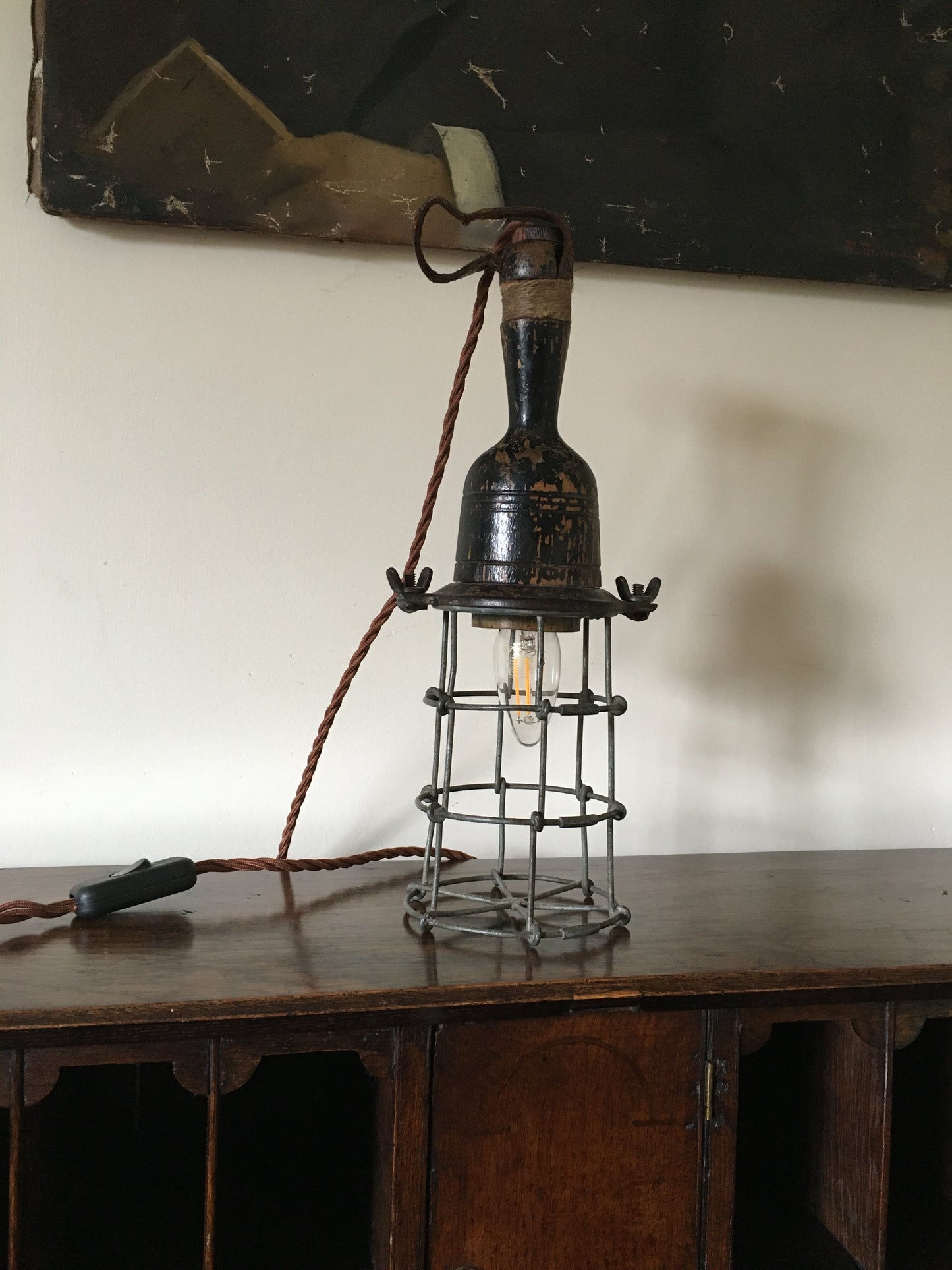 Vintage converted inspection lamp