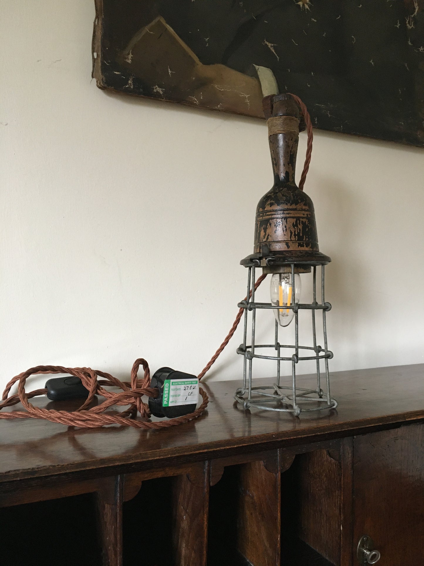 Vintage converted inspection lamp