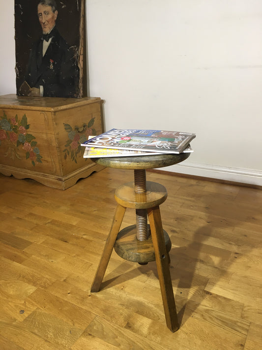 Vintage adjustable wooden artist's or potter's stool.