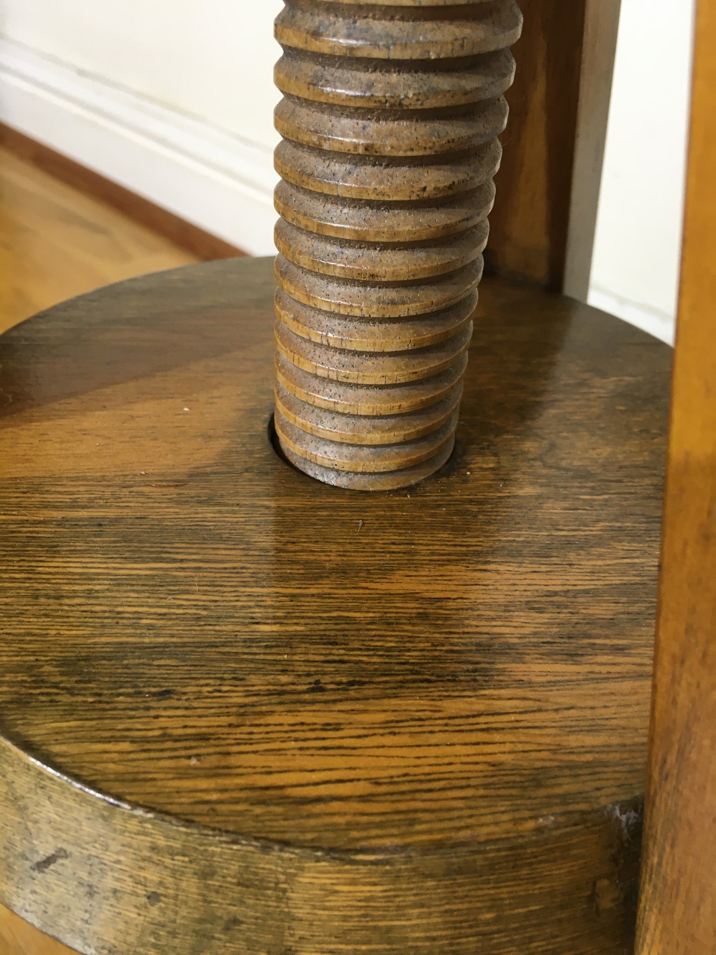 Vintage adjustable wooden artist's or potter's stool.