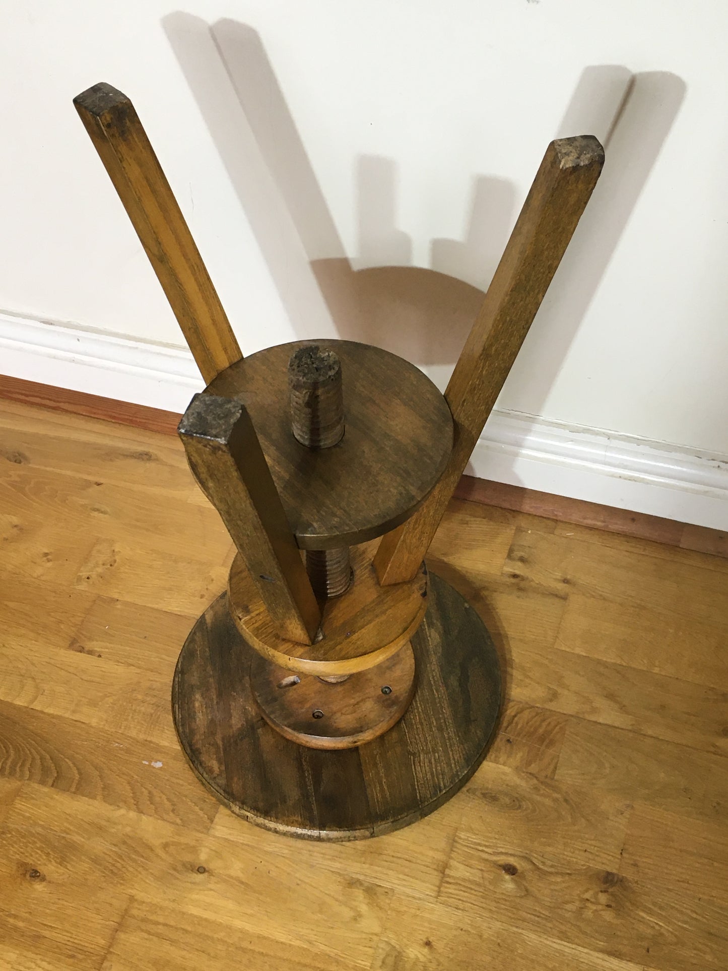 Vintage adjustable wooden artist's or potter's stool.
