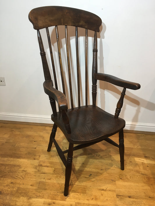 Victorian Windsor spindle-back elm armchair.