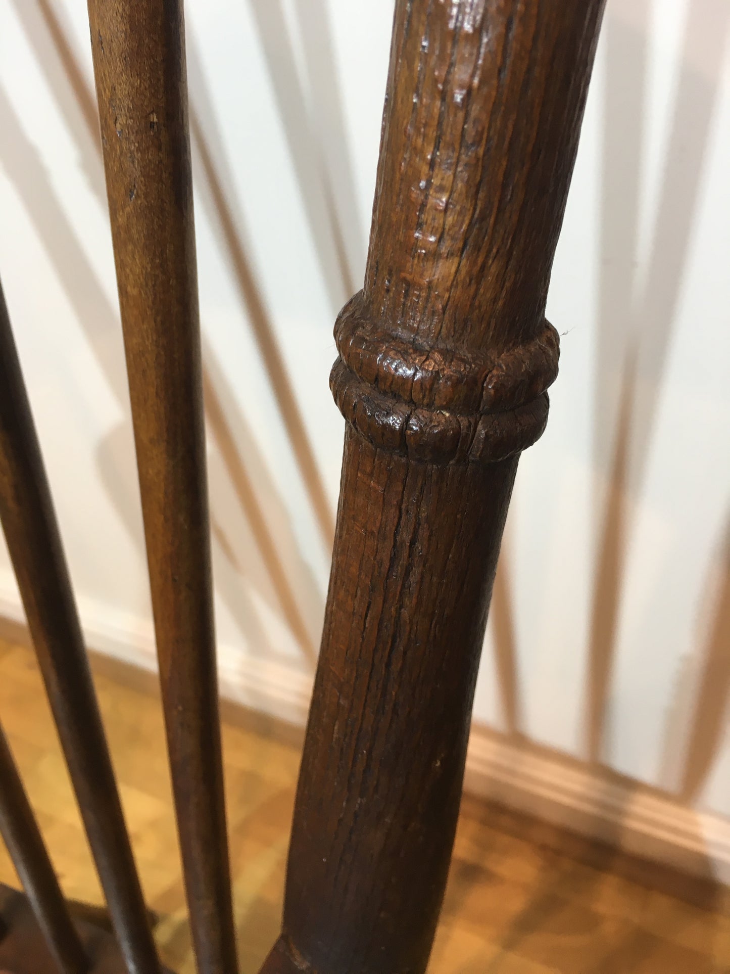 Victorian Windsor spindle-back elm armchair.