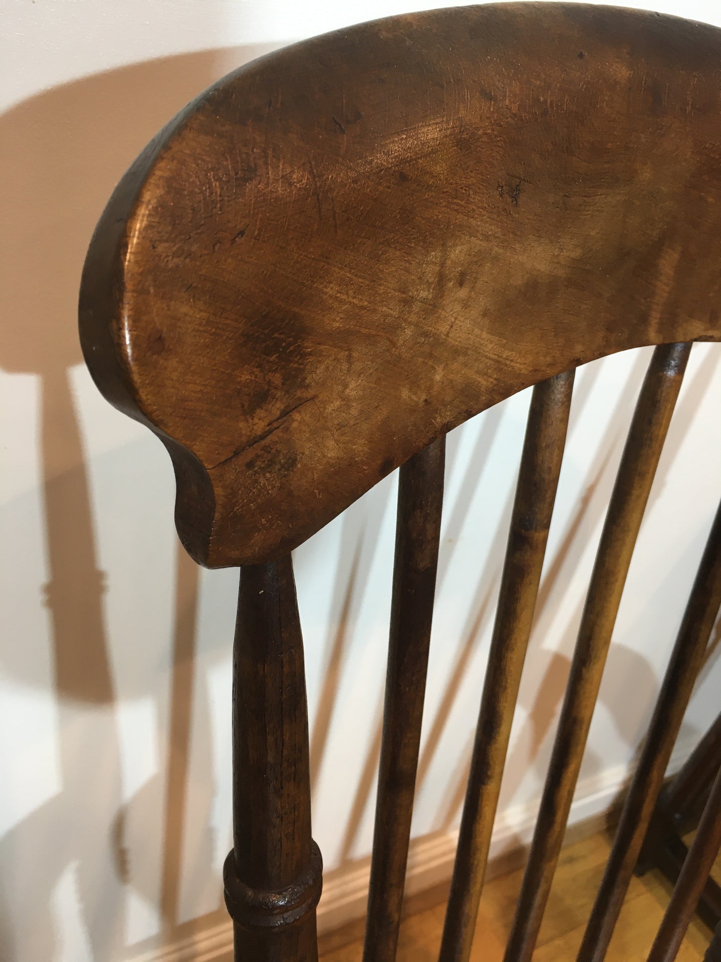 Victorian Windsor spindle-back elm armchair.