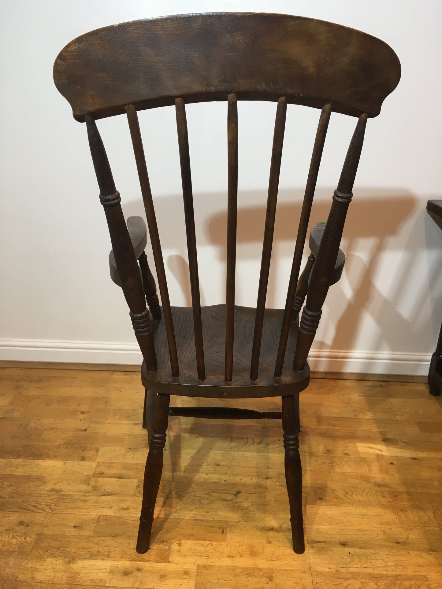 Victorian Windsor spindle-back elm armchair.