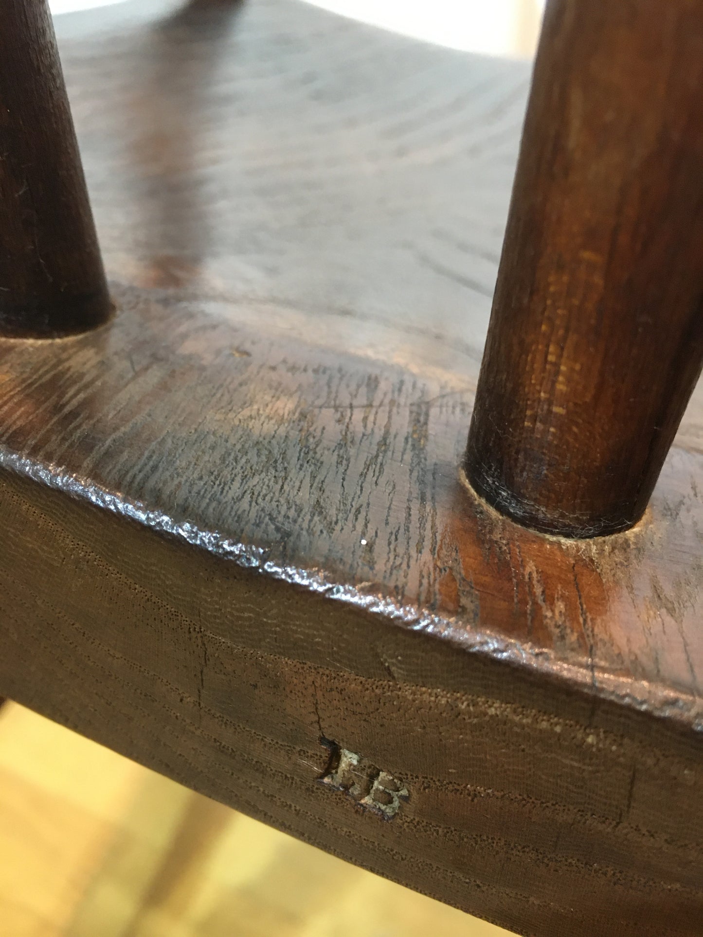 Victorian Windsor spindle-back elm armchair.