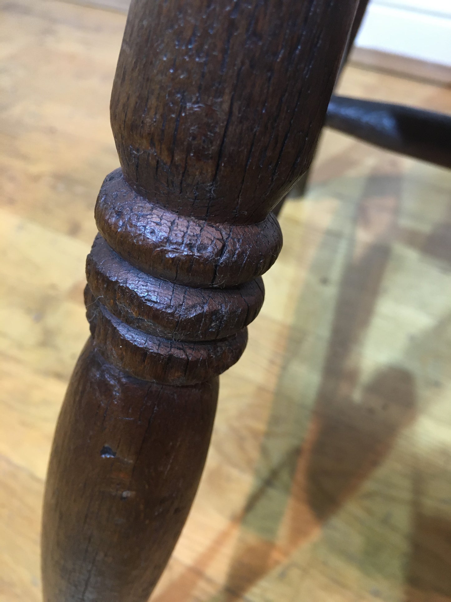 Victorian Windsor spindle-back elm armchair.