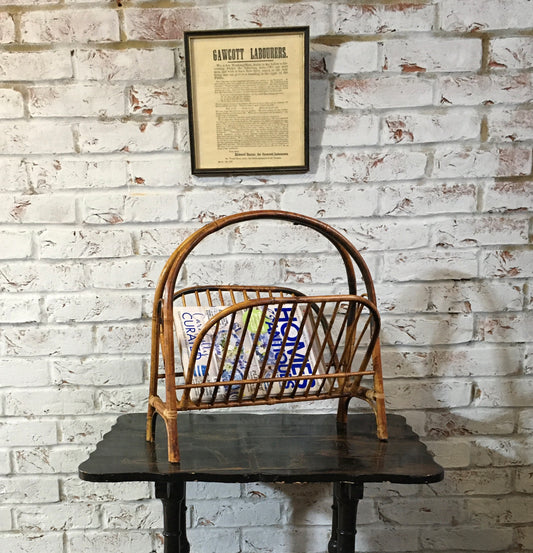 Vintage bamboo magazine rack.