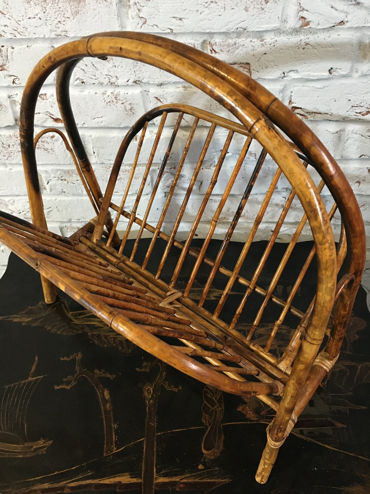Vintage bamboo magazine rack.