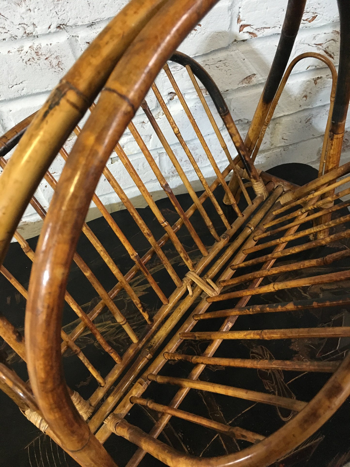Vintage bamboo magazine rack.