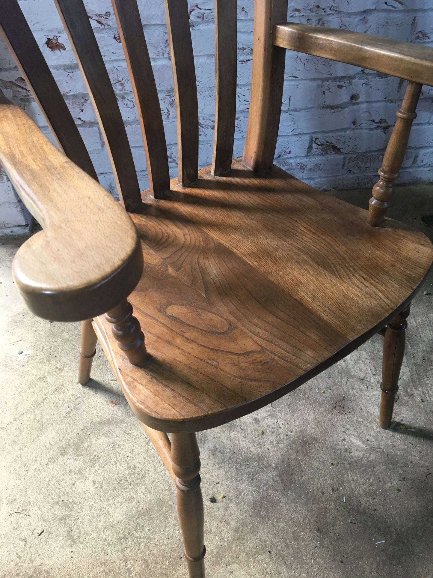 Vintage elm slat-back Windsor chair.