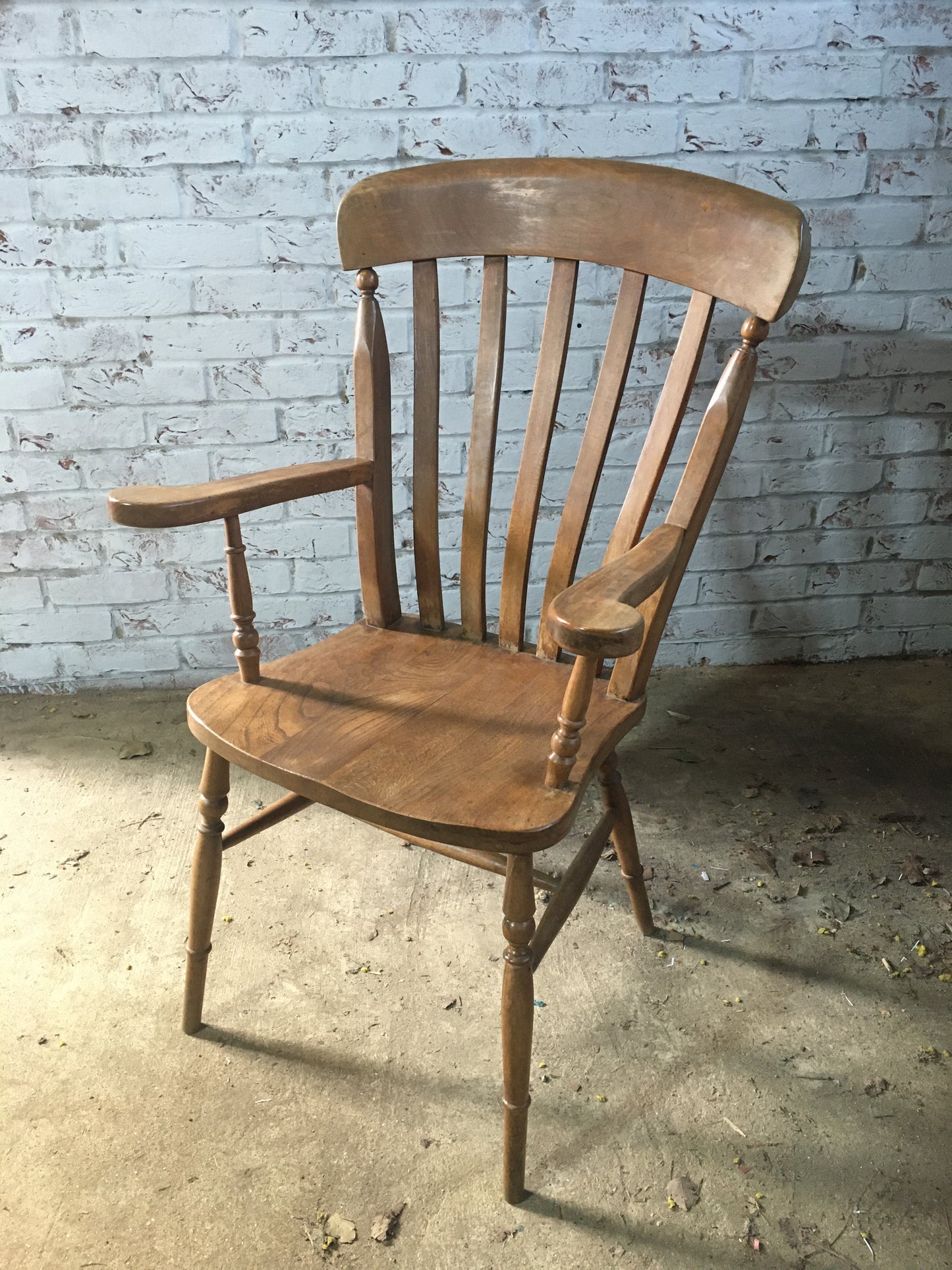 Vintage elm slat-back Windsor chair.