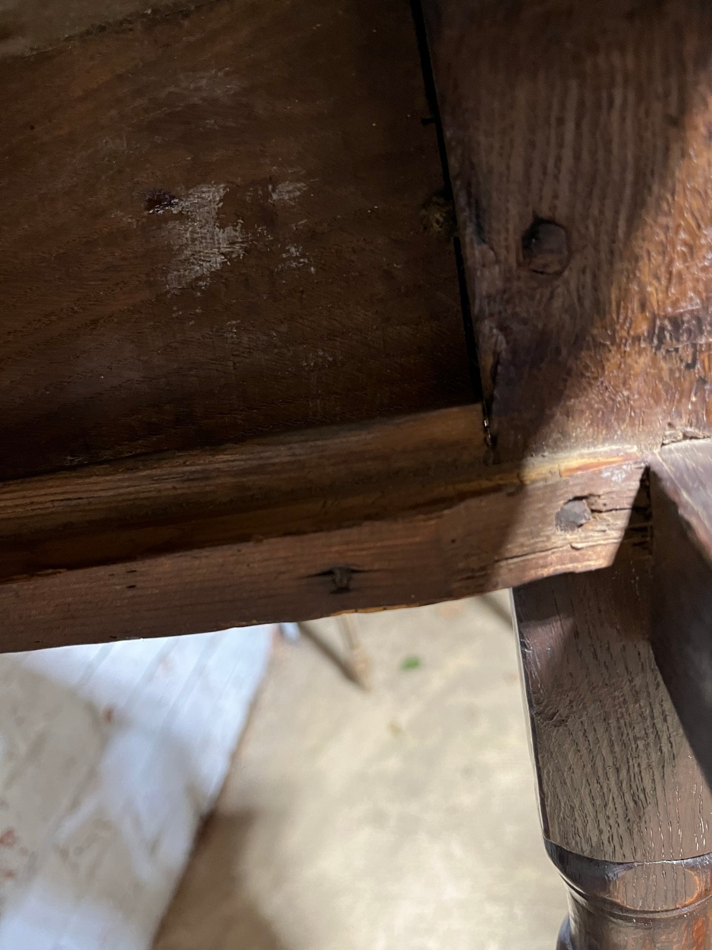 Early 18th century oak side table.