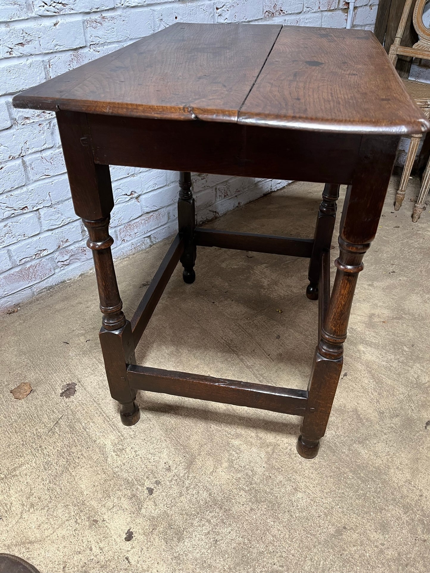 Early 18th century oak side table.