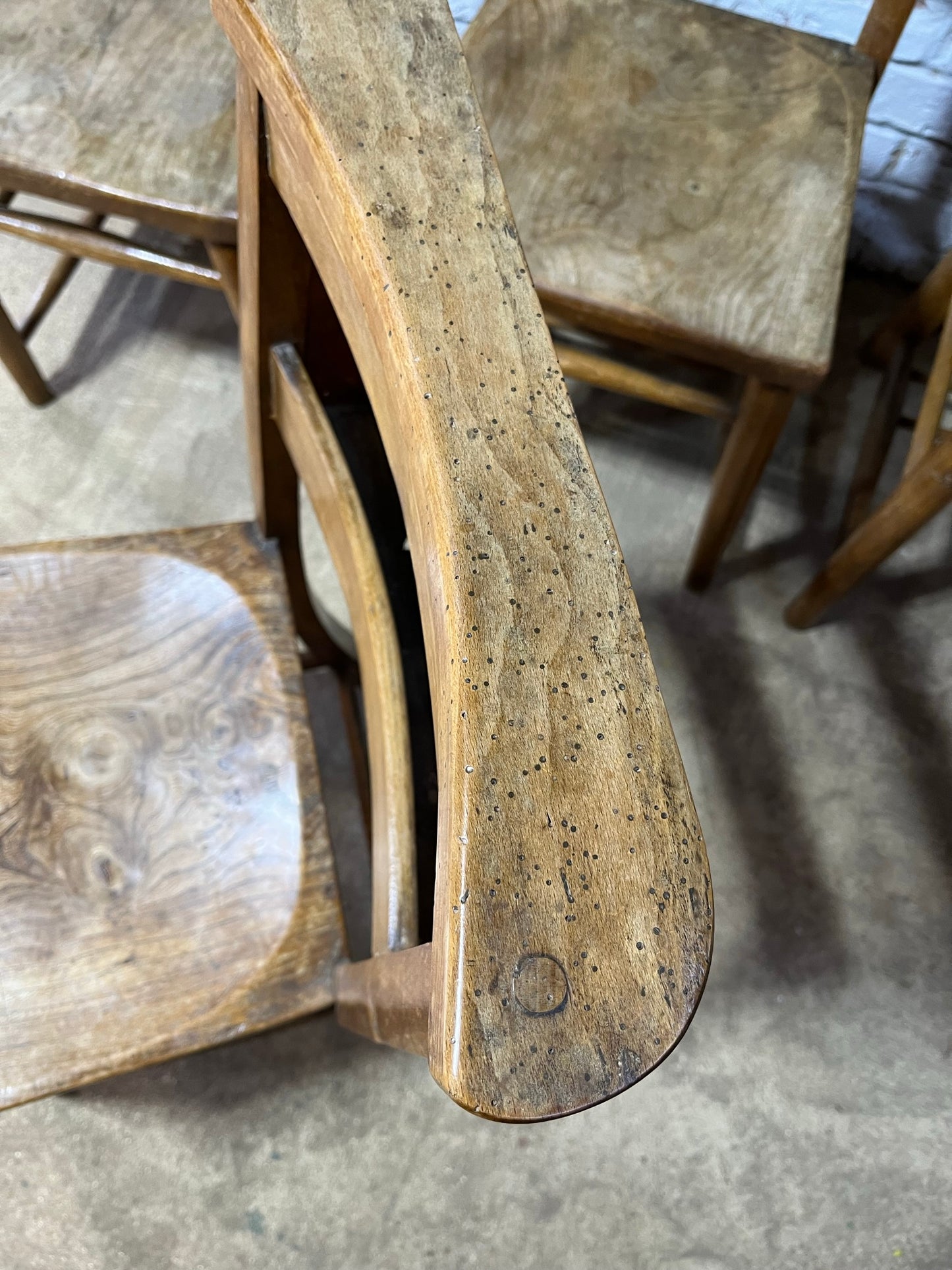 Set of 4 chapel chairs, early 20th century.