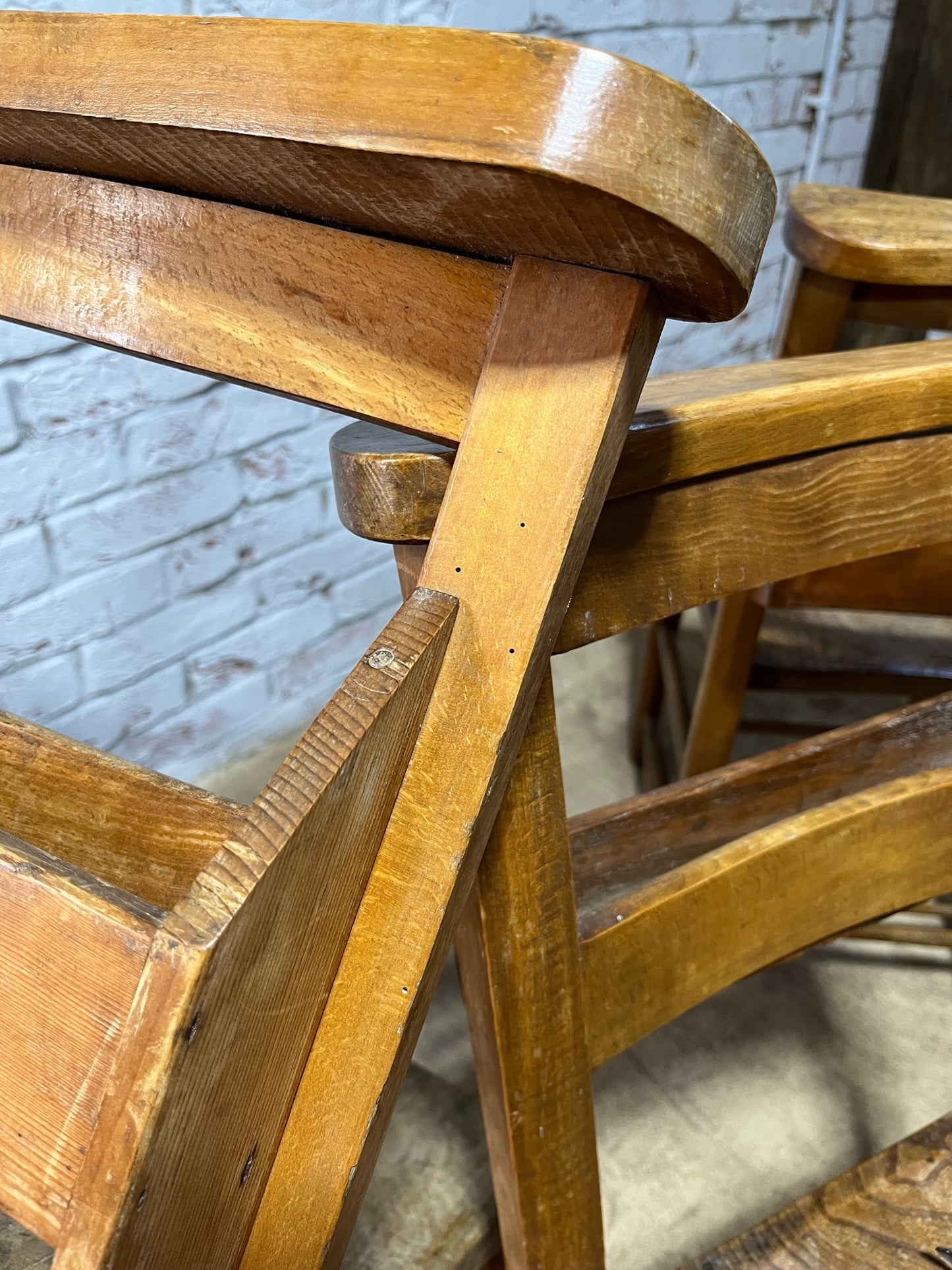 Set of 4 chapel chairs, early 20th century.