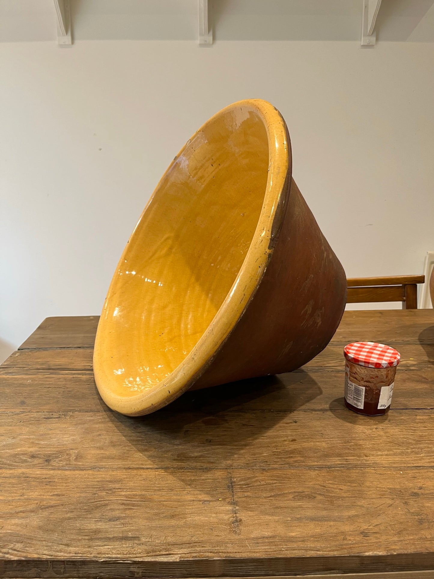 Huge slipware dairy bowl (or proofing bowl or pancheon bowl).