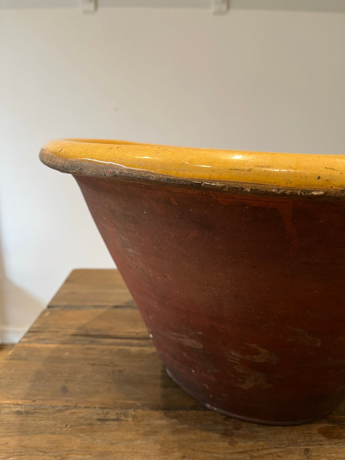 Huge slipware dairy bowl (or proofing bowl or pancheon bowl).