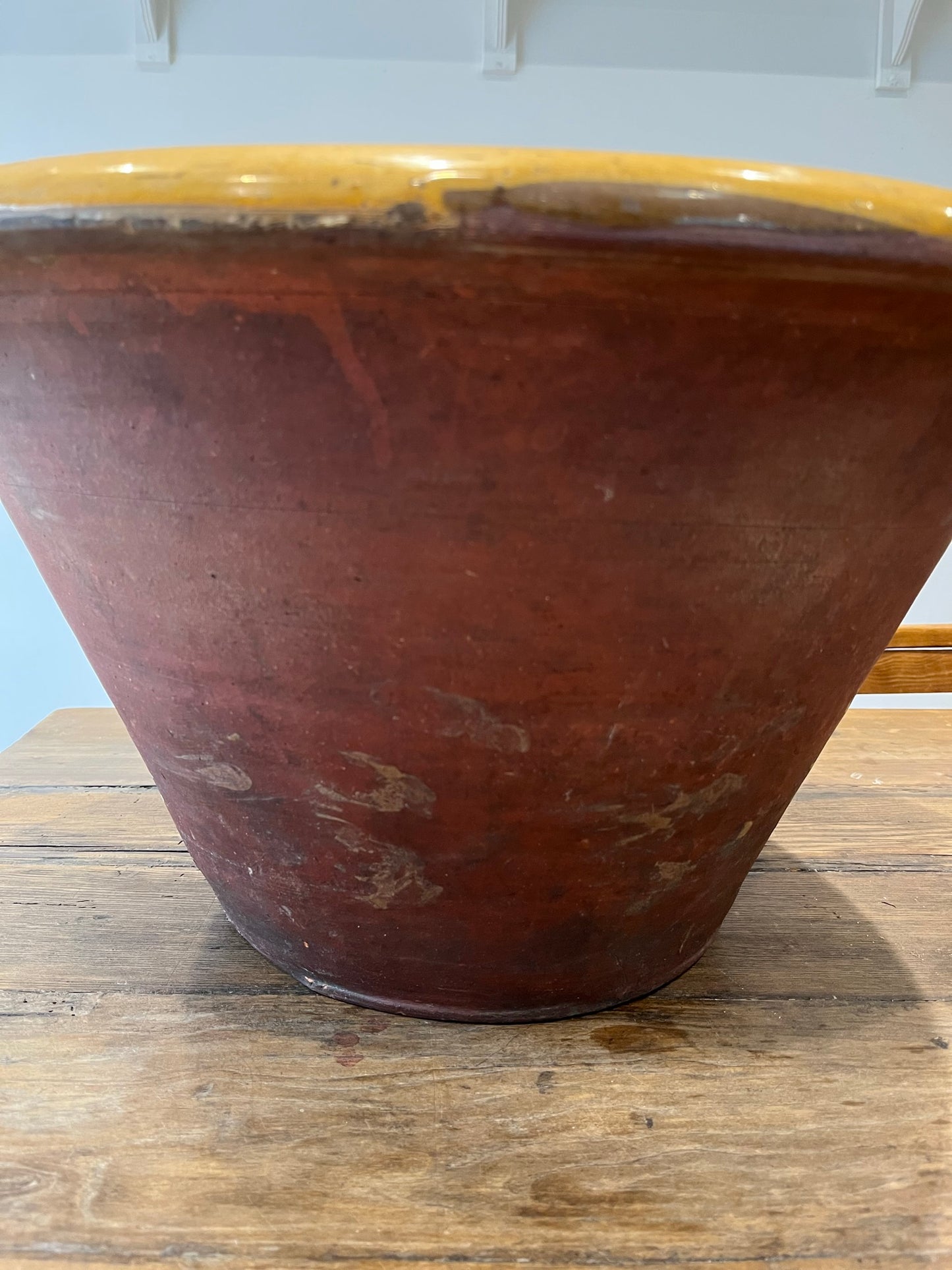 Huge slipware dairy bowl (or proofing bowl or pancheon bowl).