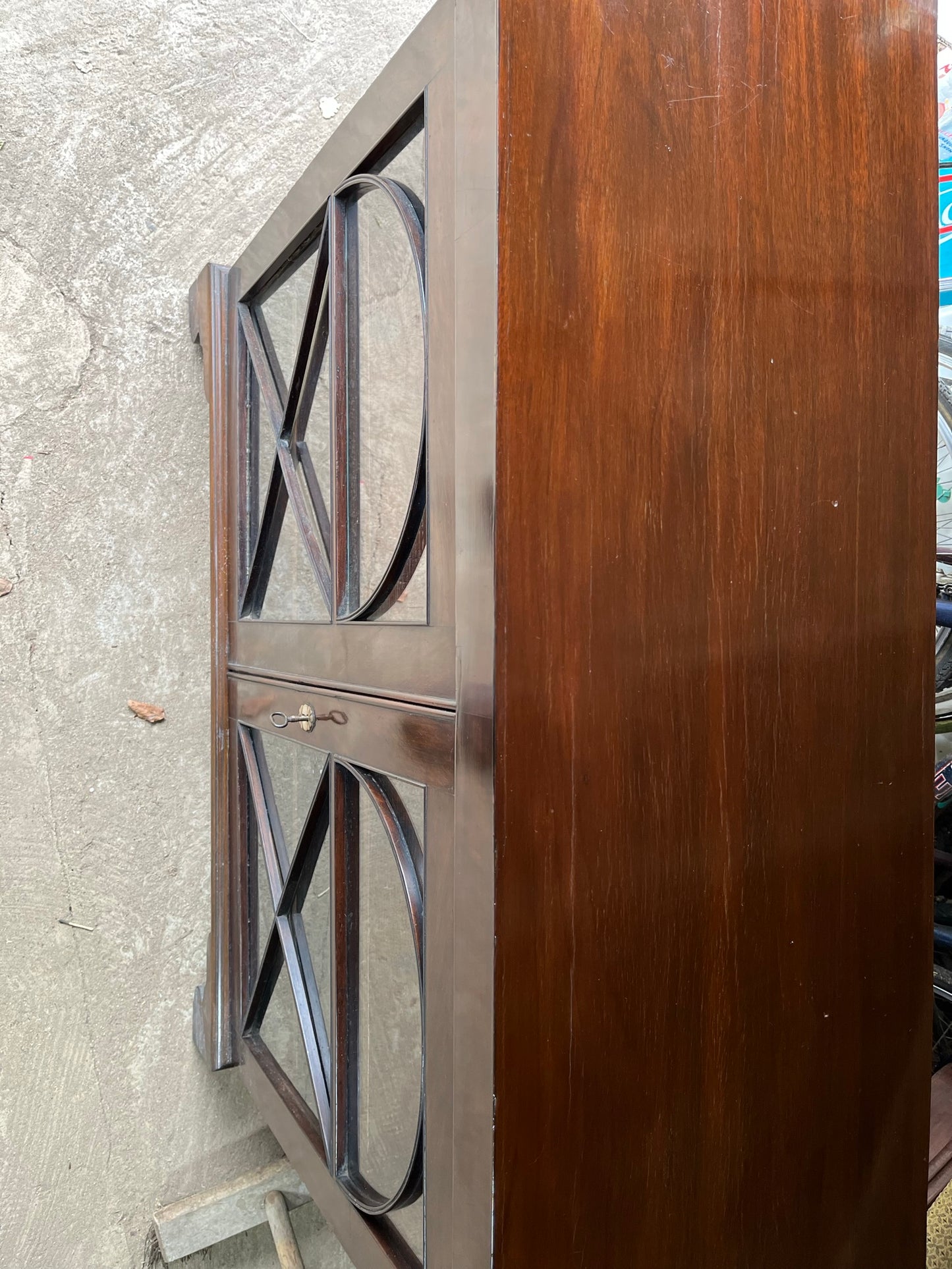 Mahogany display cabinet or bookcase from Brudenell House, Quainton.