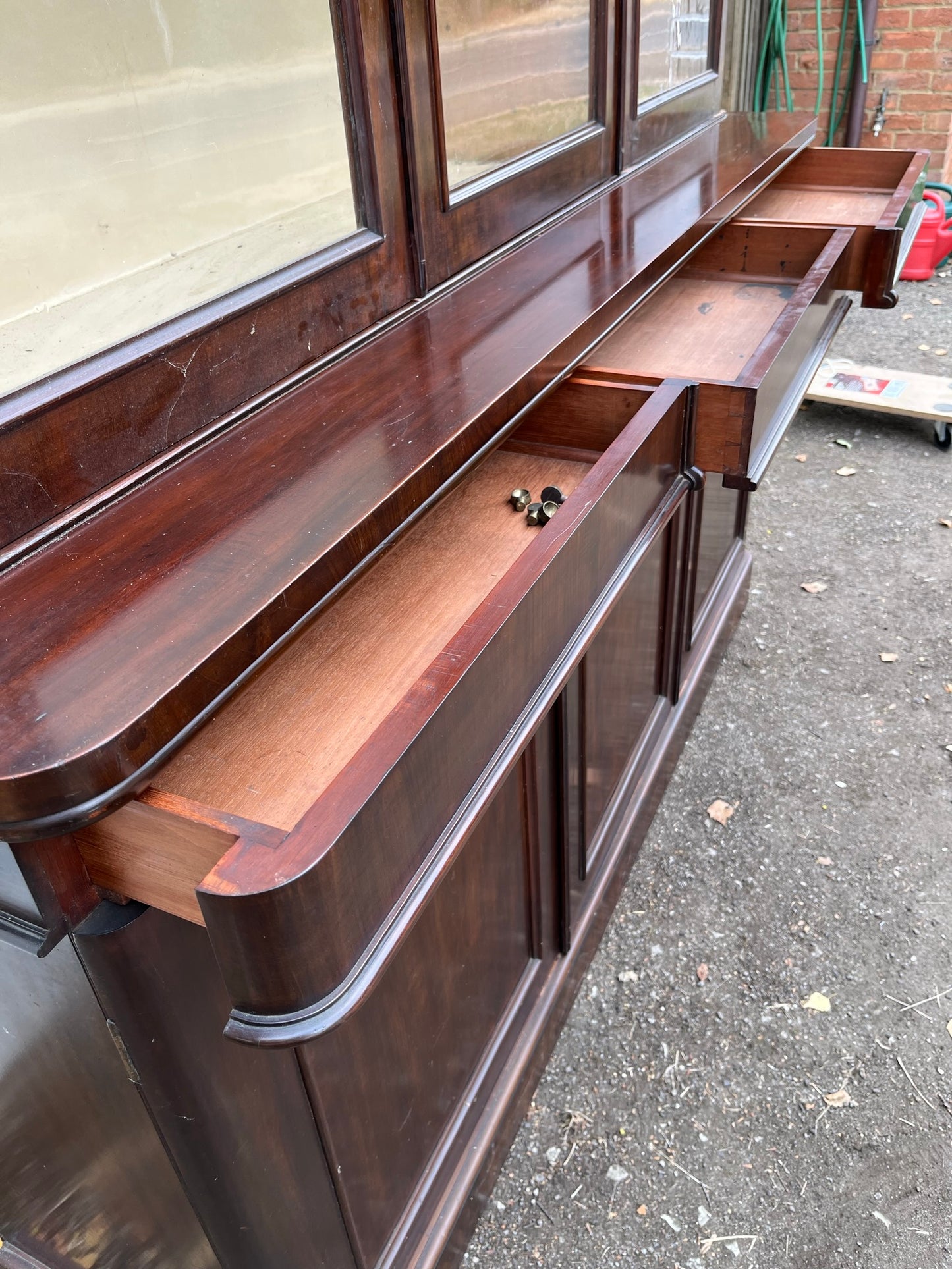 Large country house library bookcase or display case, with provenance.