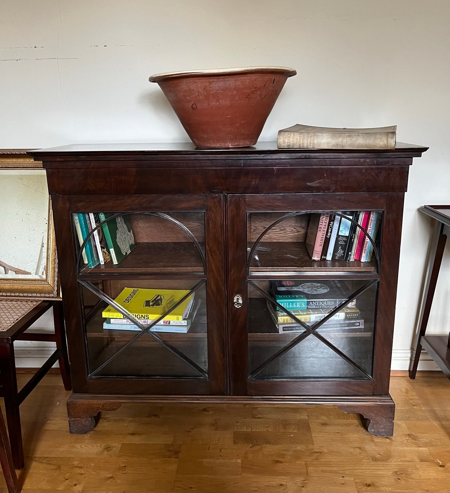 Mahogany display cabinet or bookcase from Brudenell House, Quainton.