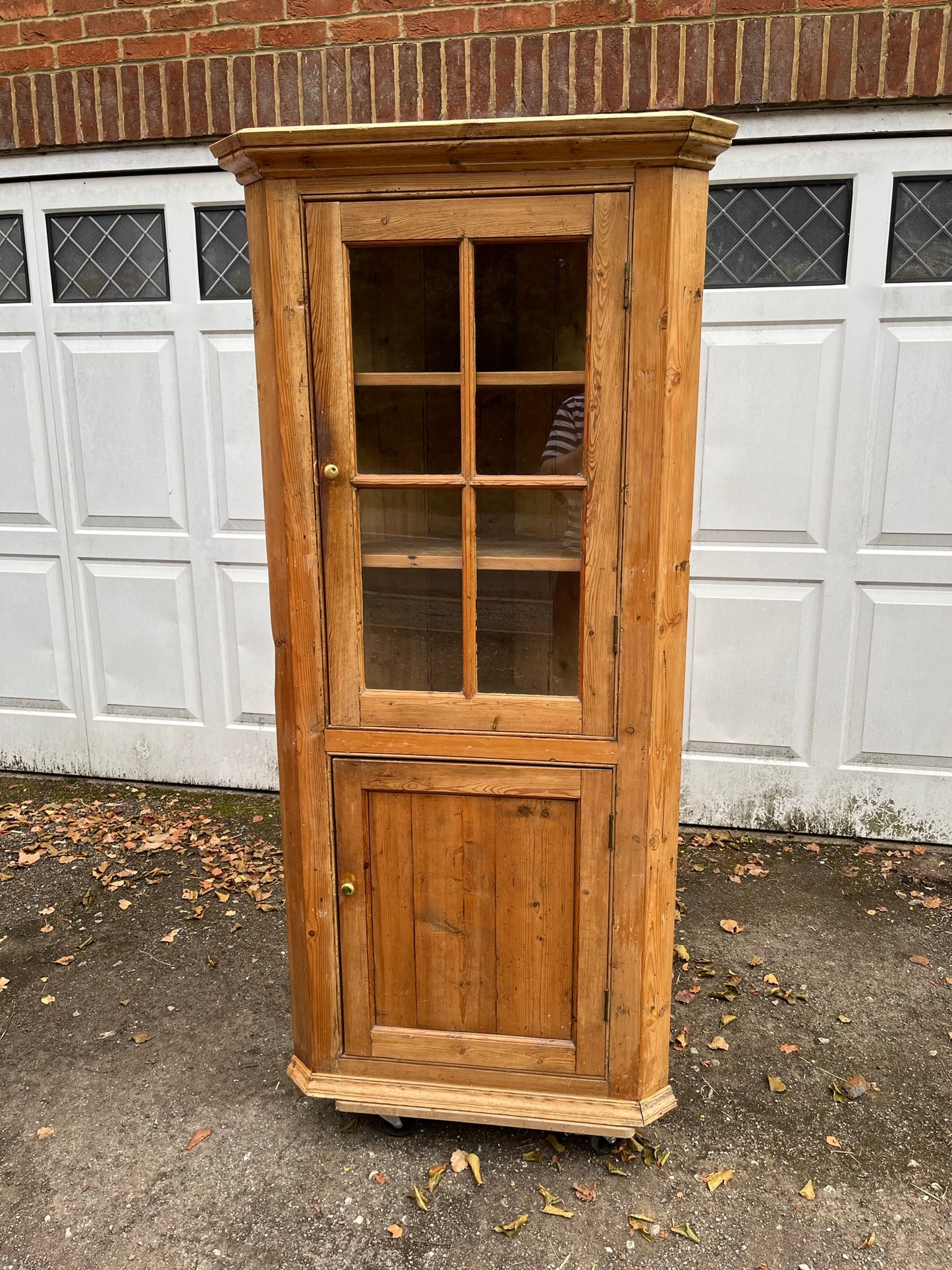 19th century pine corner cupboard